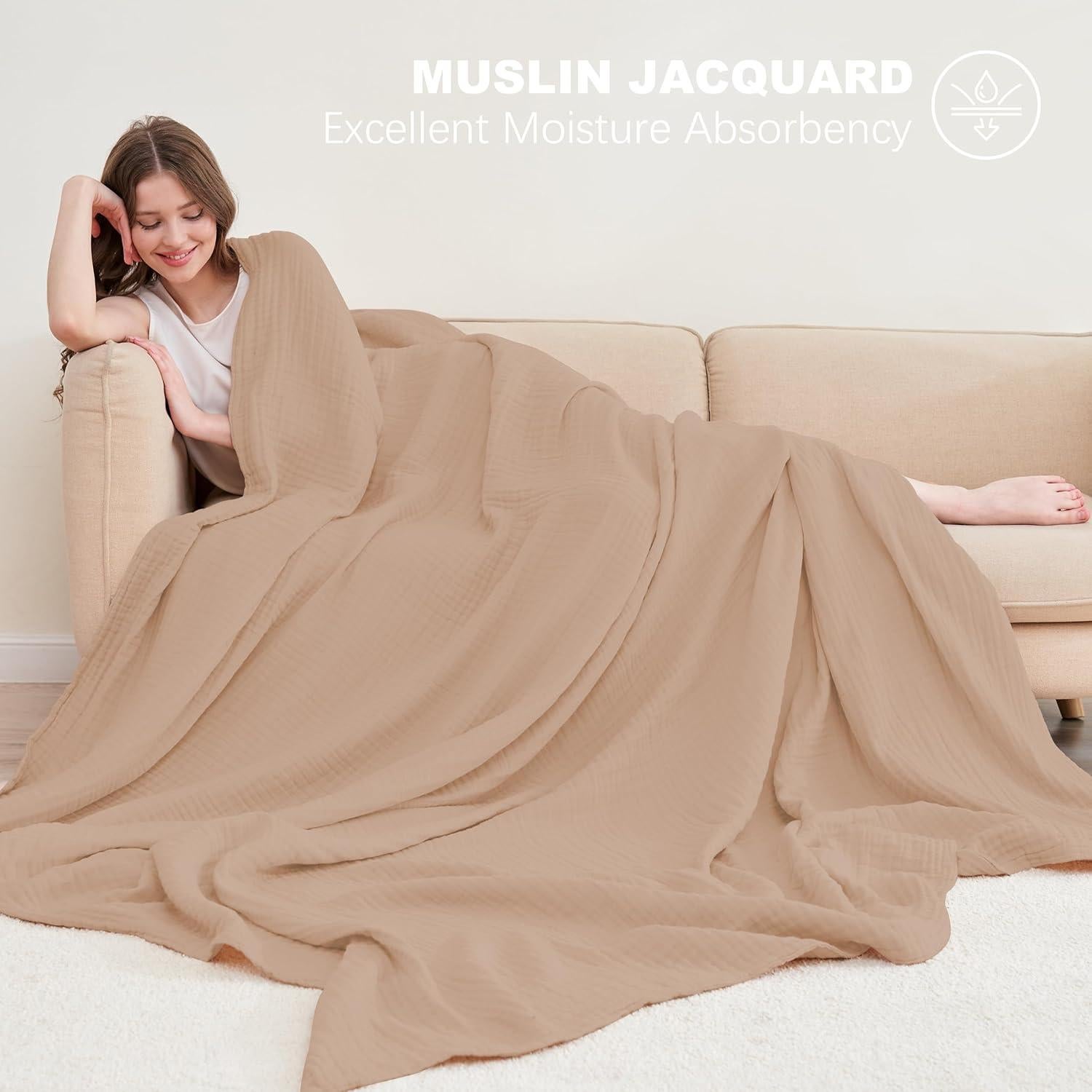 Manta de Muselina 4 Capas Cosy Family 140x203 cm Marrón