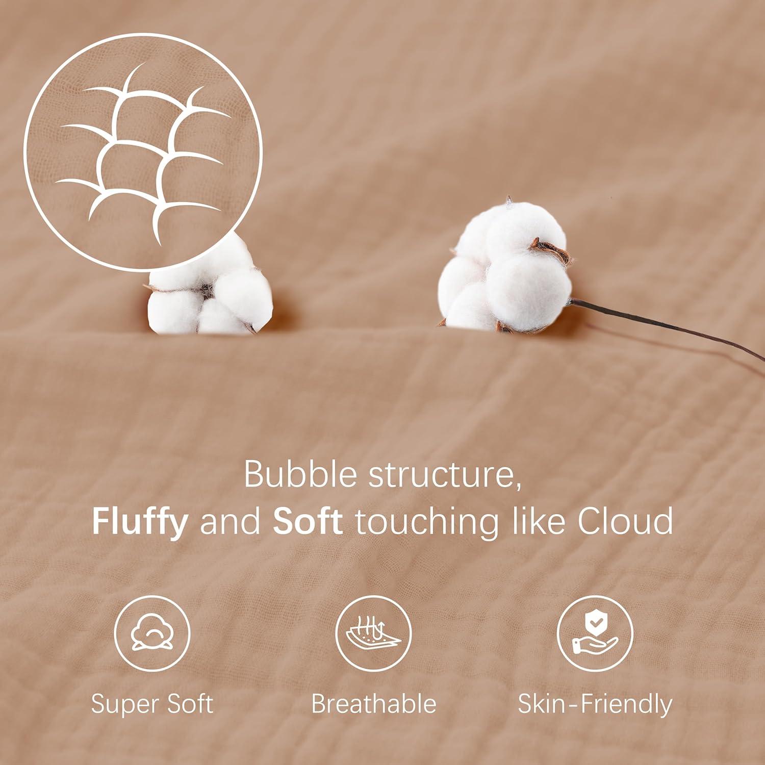 Manta de Muselina 4 Capas Cosy Family 140x203 cm Marrón