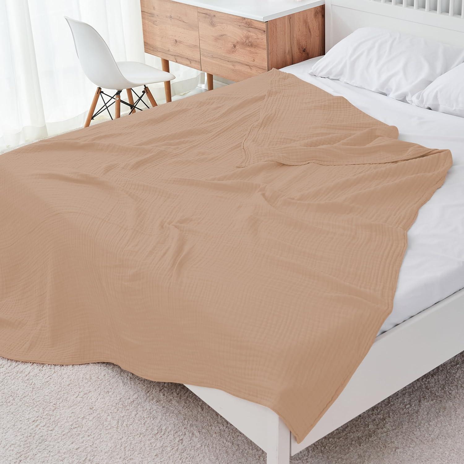 Manta de Muselina 4 Capas Cosy Family 140x203 cm Marrón