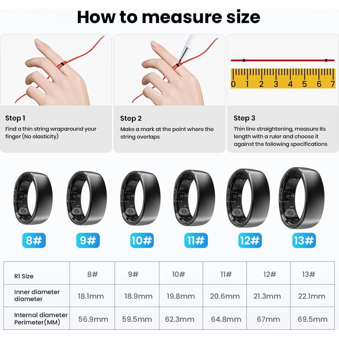 Anillo Inteligente Rogbid R1 Monitoreo Salud Tamaño 8