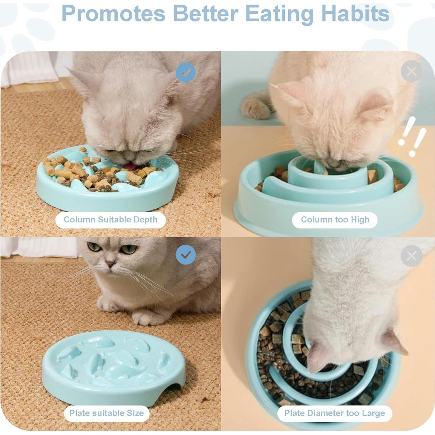 Cuenco de Alimentación Lenta Cilkus para Gatos y Perros Pequeños Azul