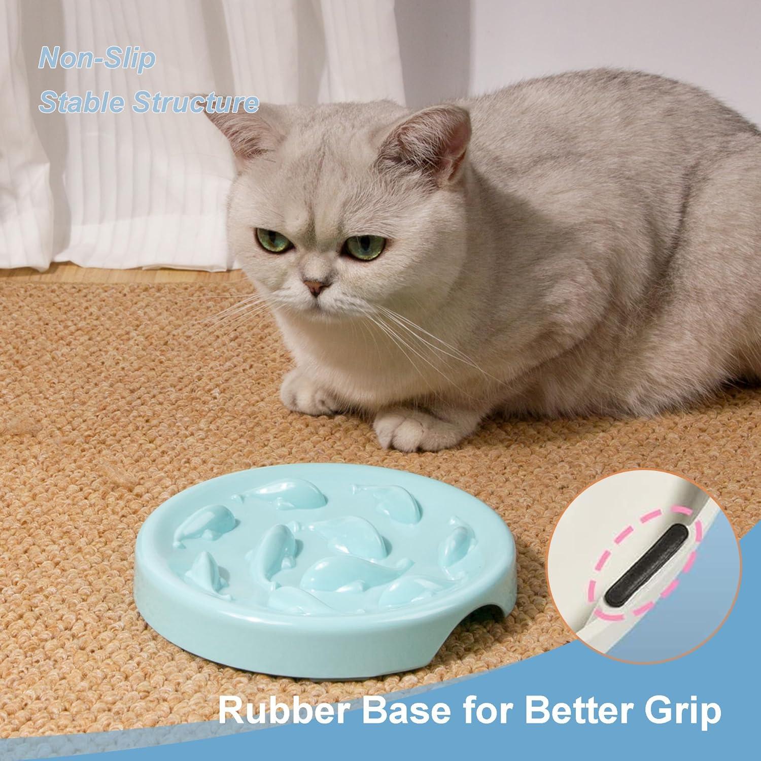 Cuenco de Alimentación Lenta Cilkus para Gatos y Perros Pequeños Azul