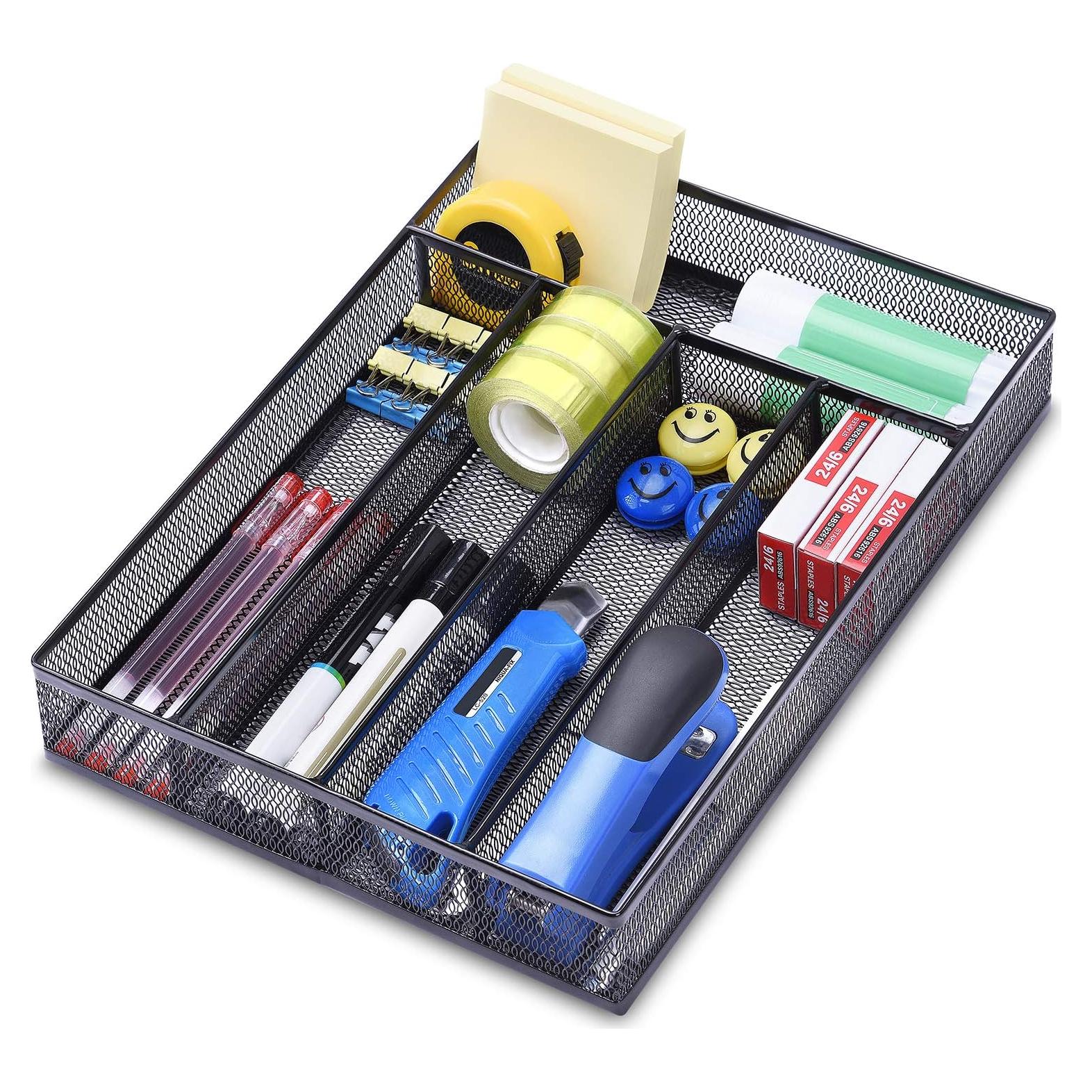 Organizador de Cajones de Oficina WuGeShop, Malla 5 Compartimentos Negro