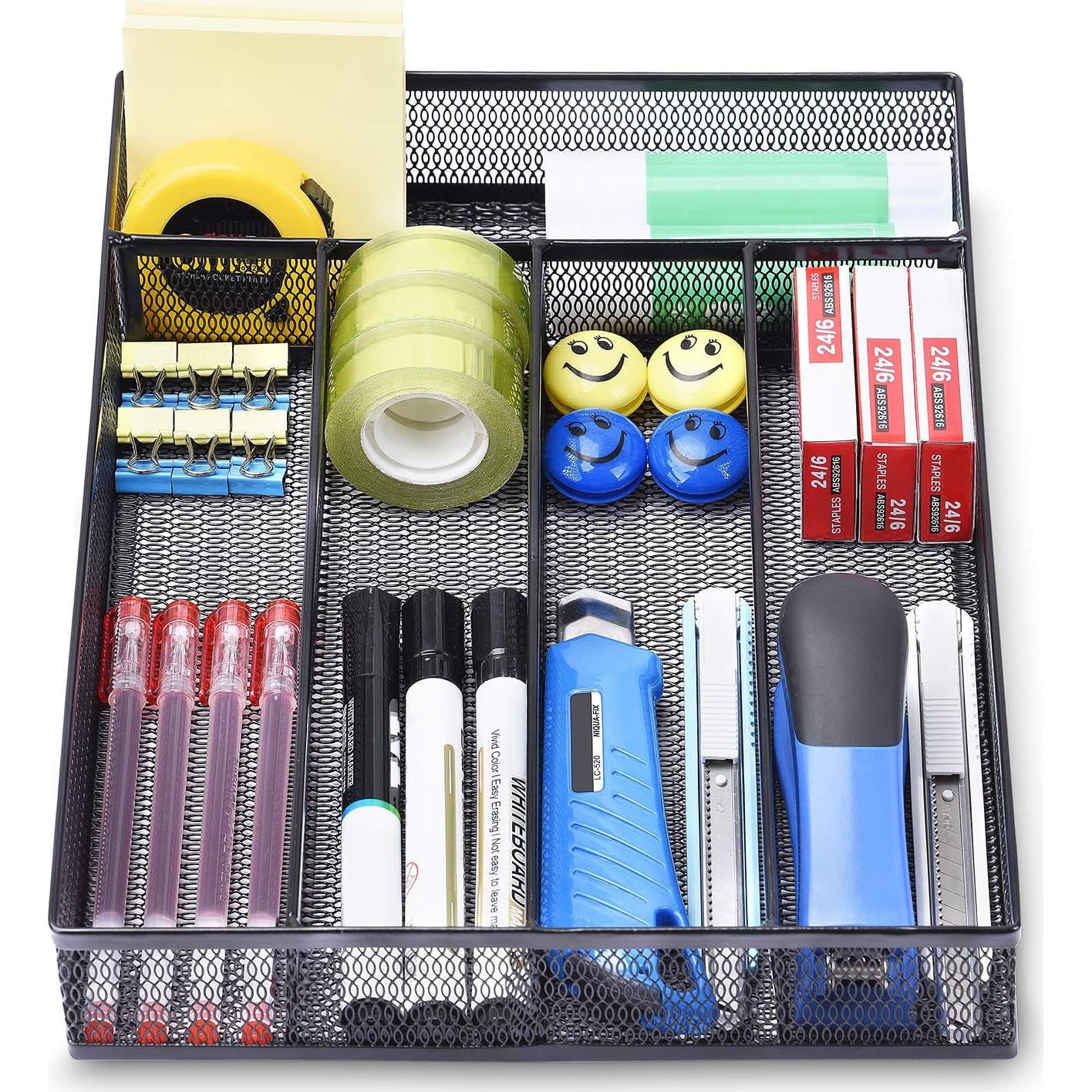 Organizador de Cajones de Oficina WuGeShop, Malla 5 Compartimentos Negro