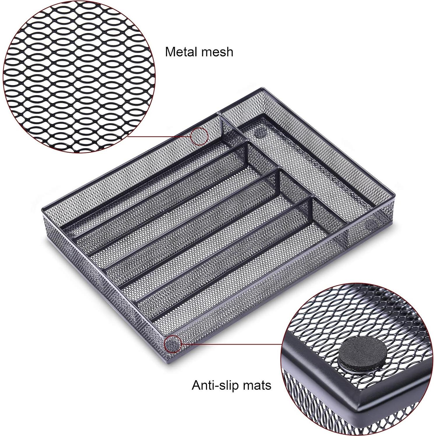 Organizador de Cajones de Oficina WuGeShop, Malla 5 Compartimentos Negro