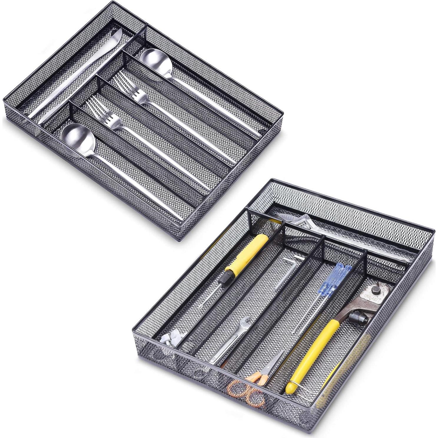 Organizador de Cajones de Oficina WuGeShop, Malla 5 Compartimentos Negro