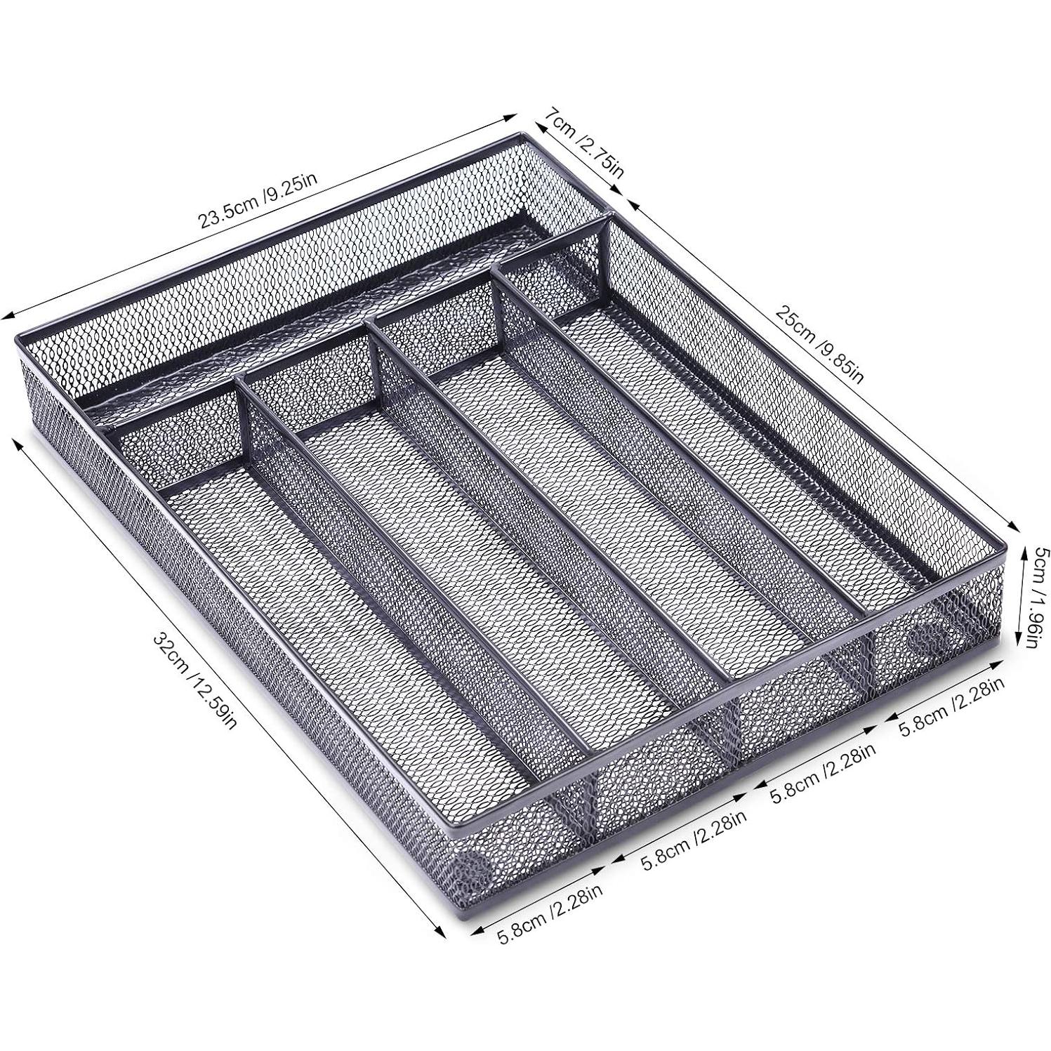 Organizador de Cajones de Oficina WuGeShop, Malla 5 Compartimentos Negro