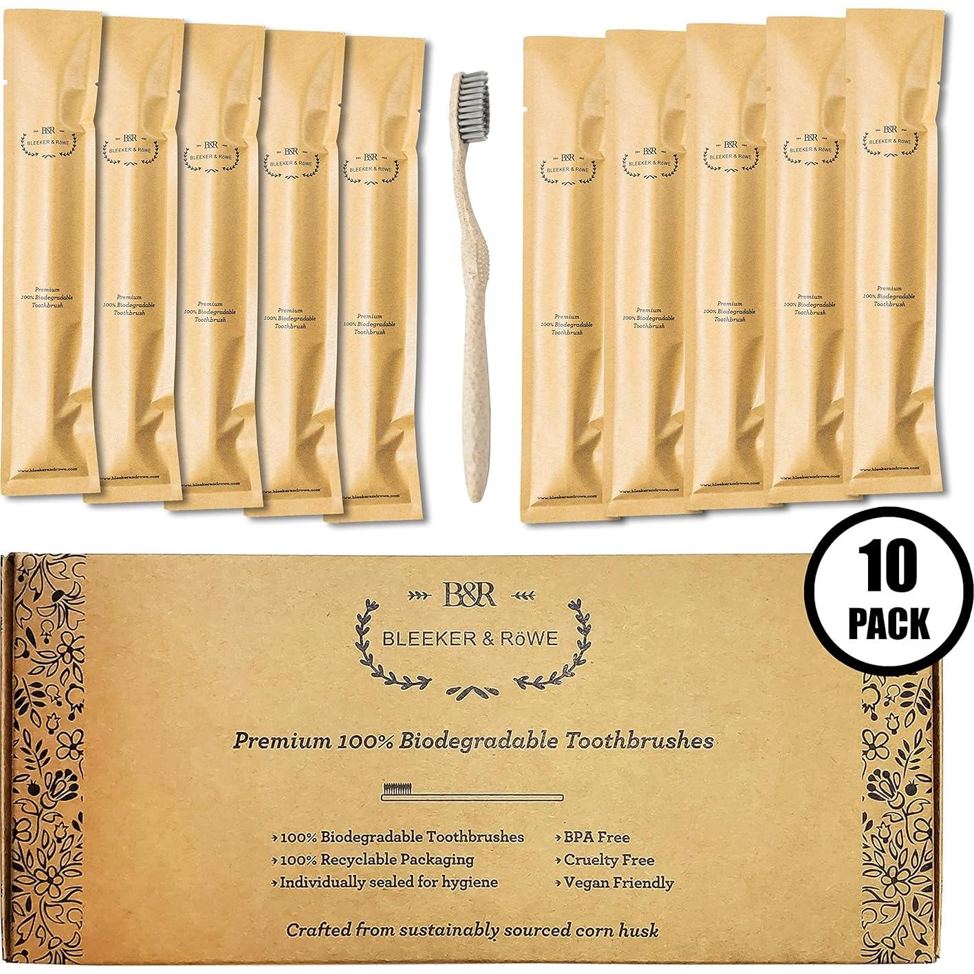 Cepillos de Dientes Biodegradables Bleeker y Rowe - 10 Unidades