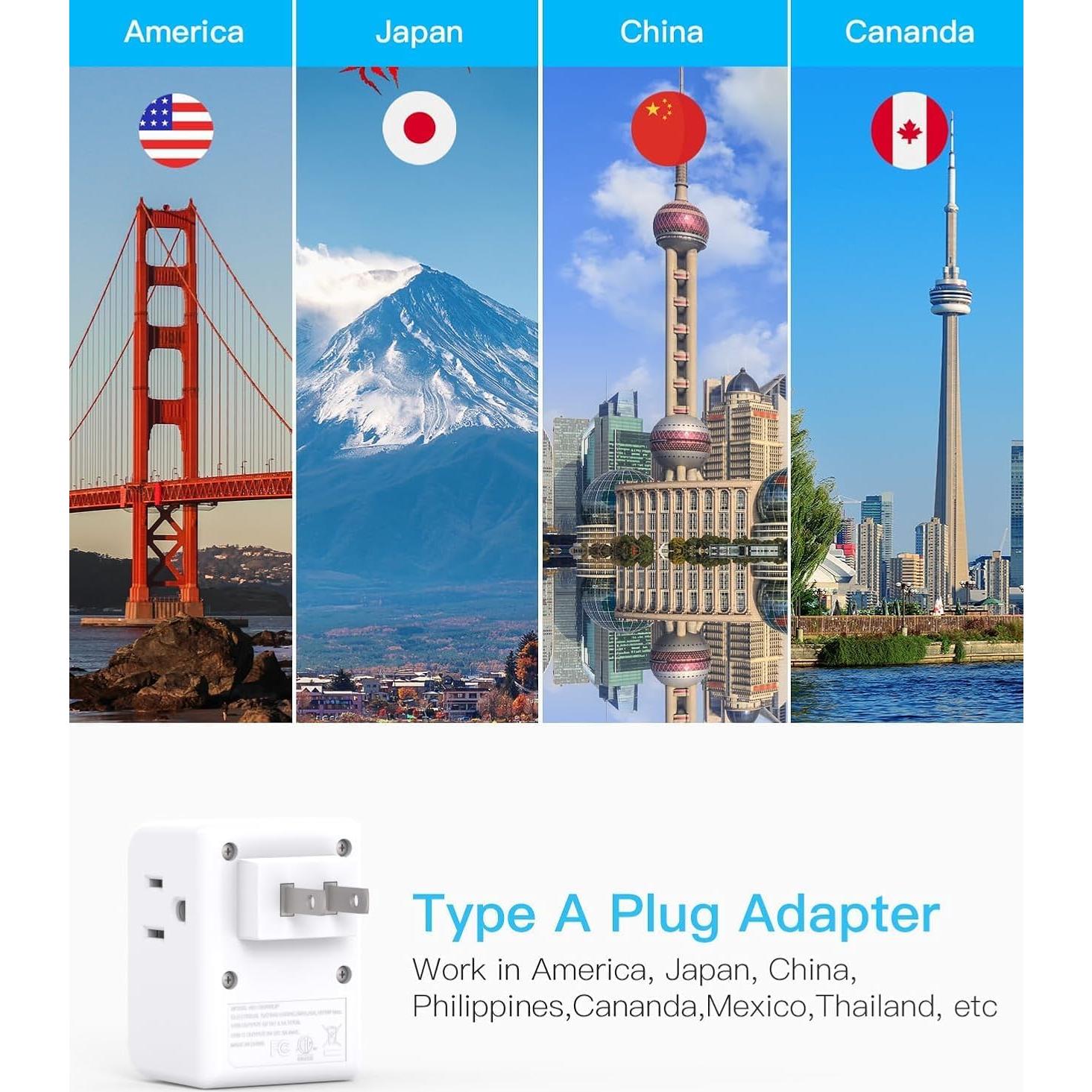 Adaptador de Enchufe Tipo A One Beat a Japón 3 Puertos USB