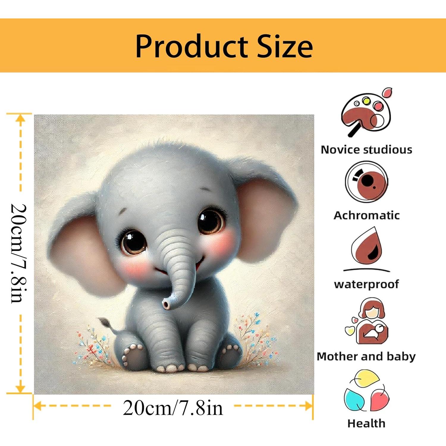 Kit de Pintura por Números Mowana Elefante Bebé 20x20 cm