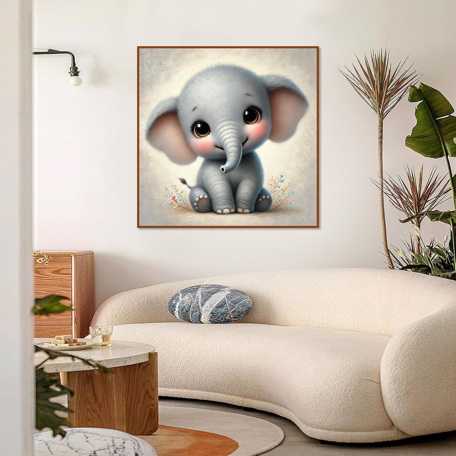 Kit de Pintura por Números Mowana Elefante Bebé 20x20 cm