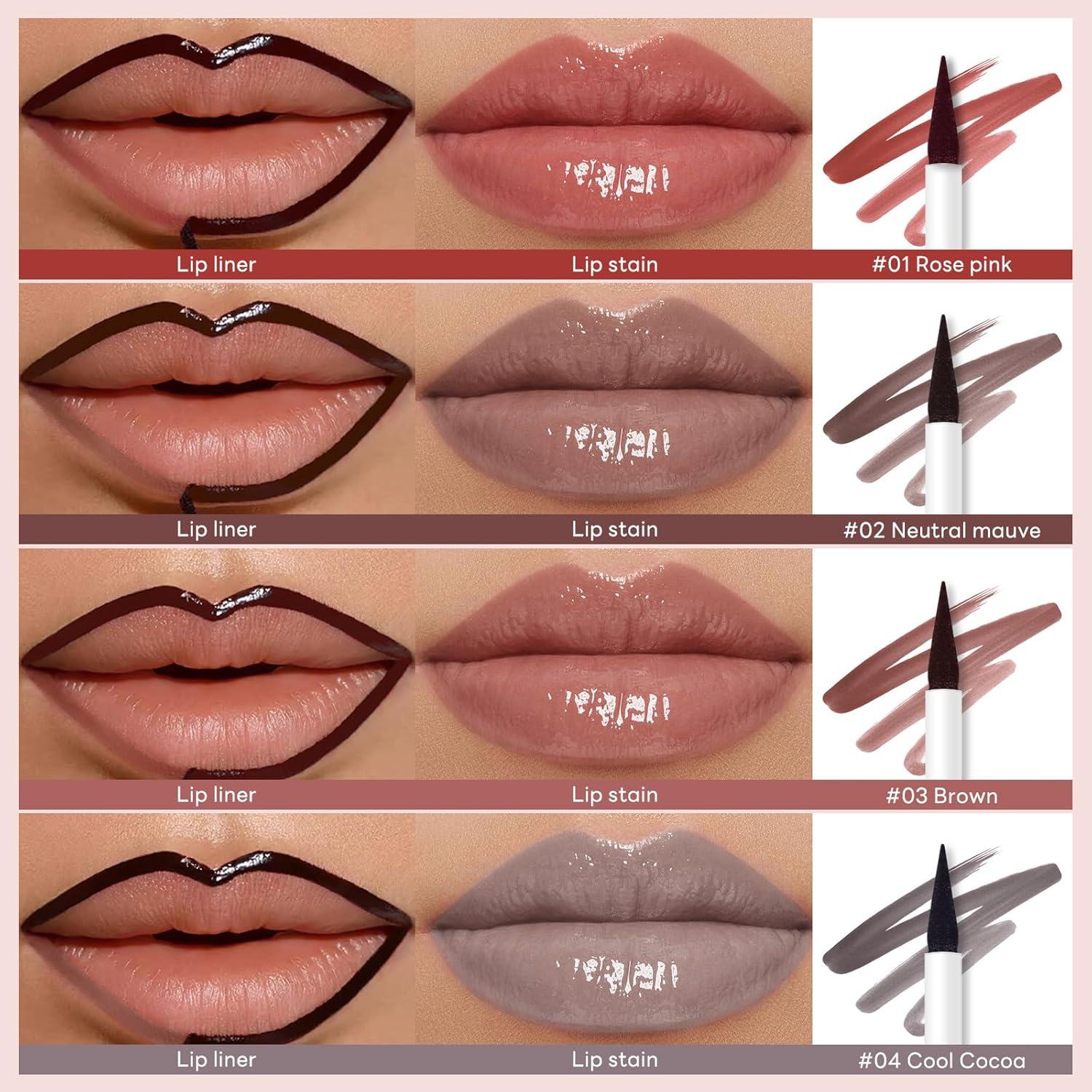 Set de Tinte Labial Despegable 4 Colores con Pincel Fino