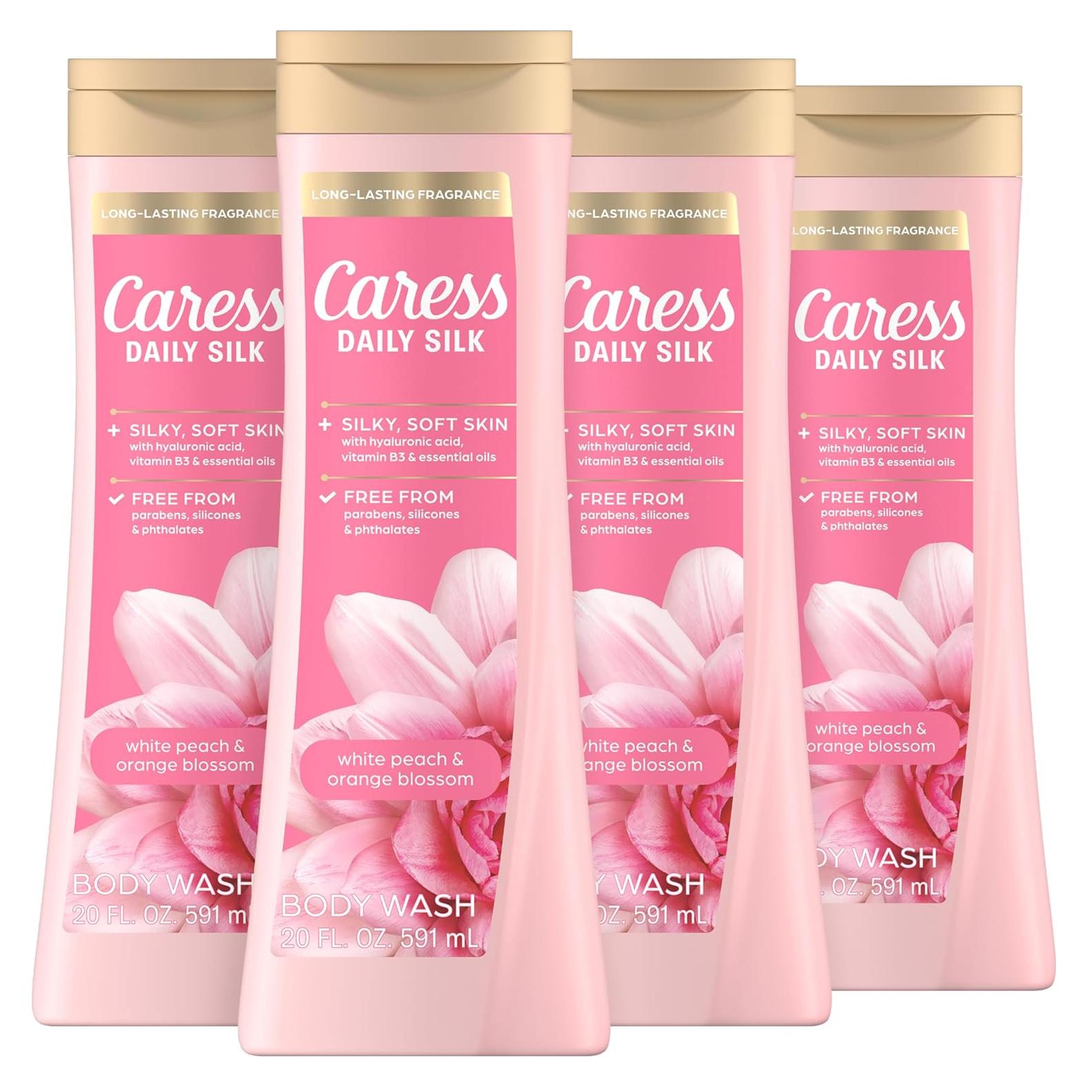 Gel de Ducha Caress Seda Diaria Durazno Blanco 591 ml - Paquete de 4