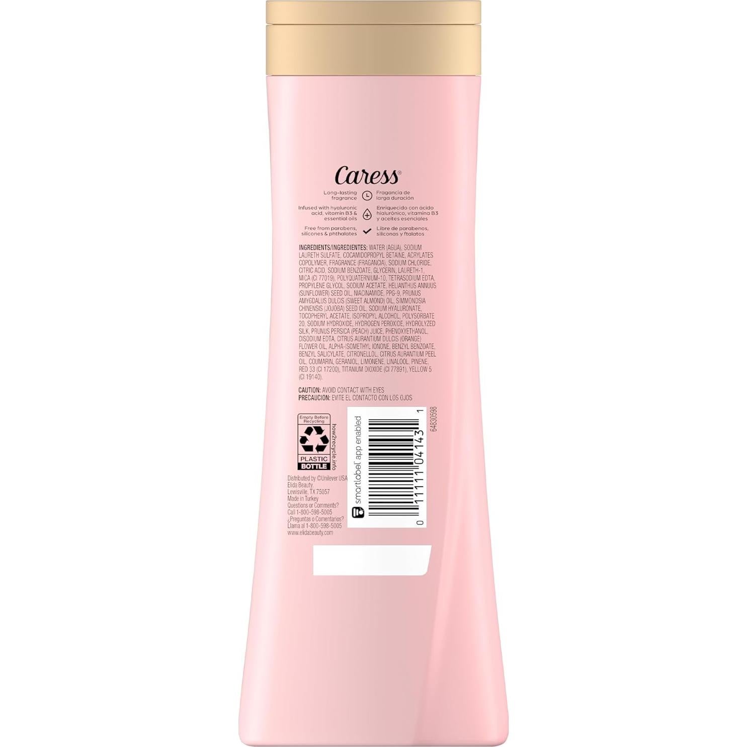 Gel de Ducha Caress Seda Diaria Durazno Blanco 591 ml - Paquete de 4