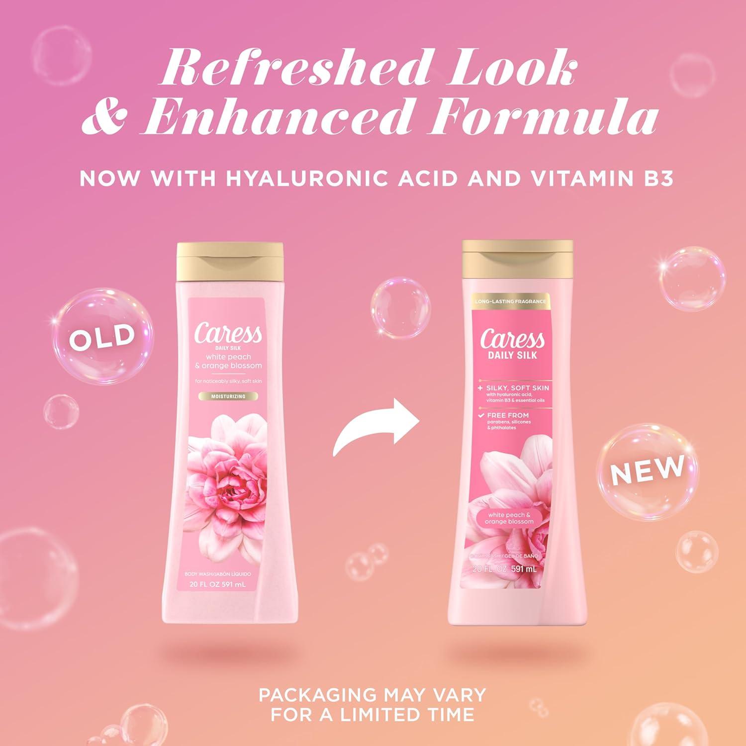 Gel de Ducha Caress Seda Diaria Durazno Blanco 591 ml - Paquete de 4