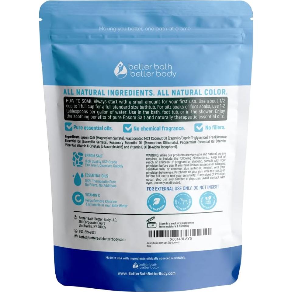 Sal de Baño Joints Soak 32 Oz Better Bath con Aceites Esenciales