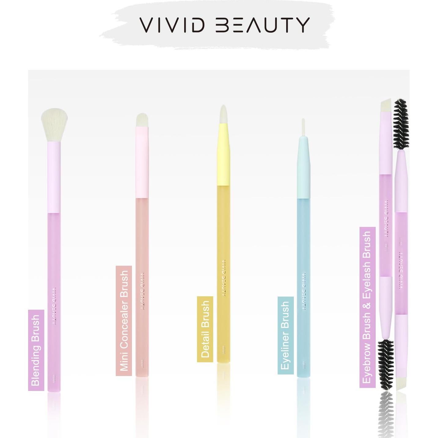 Juego de 5 Pinceles de Maquillaje para Ojos Vivid Beauty