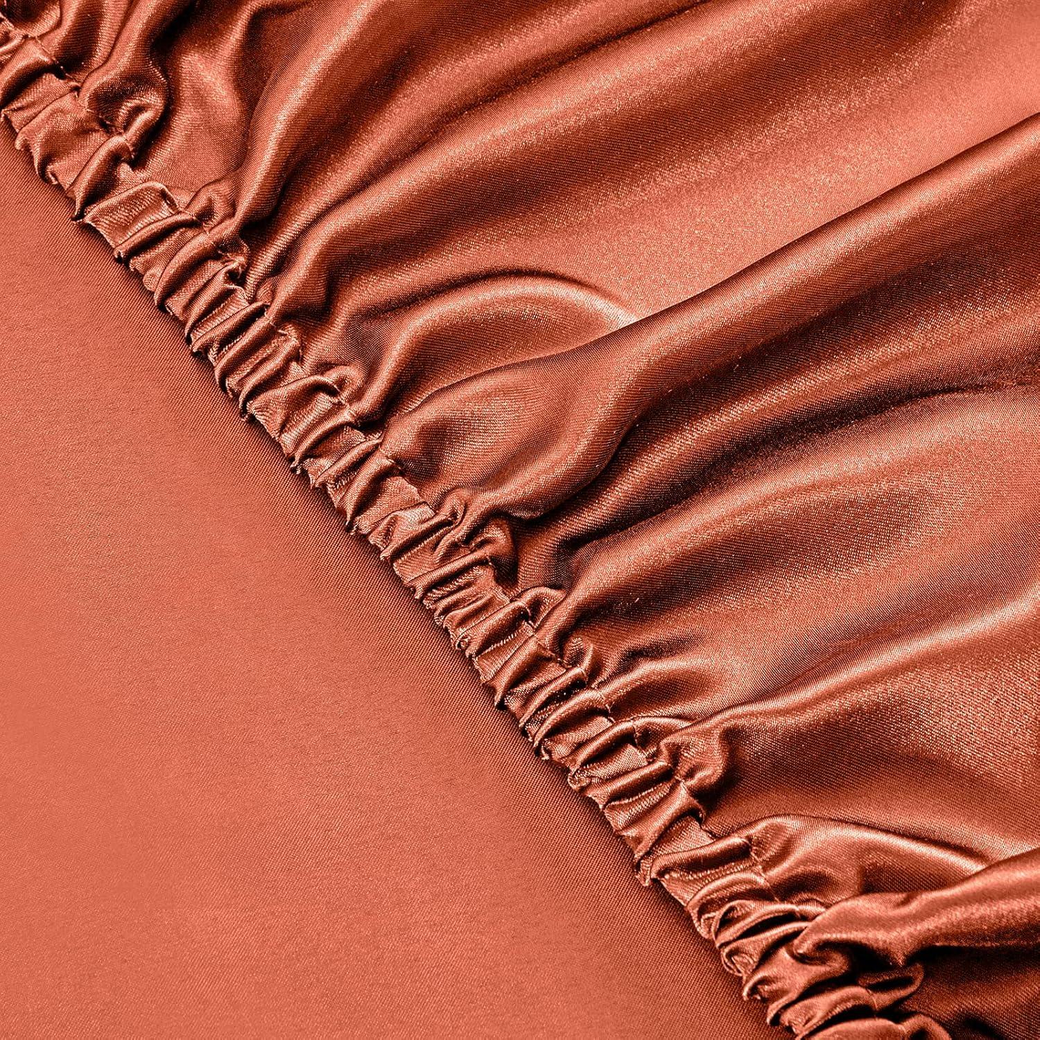 Juego de Sábanas de Satén Individual SiinvdaBZX Naranja Otoñal