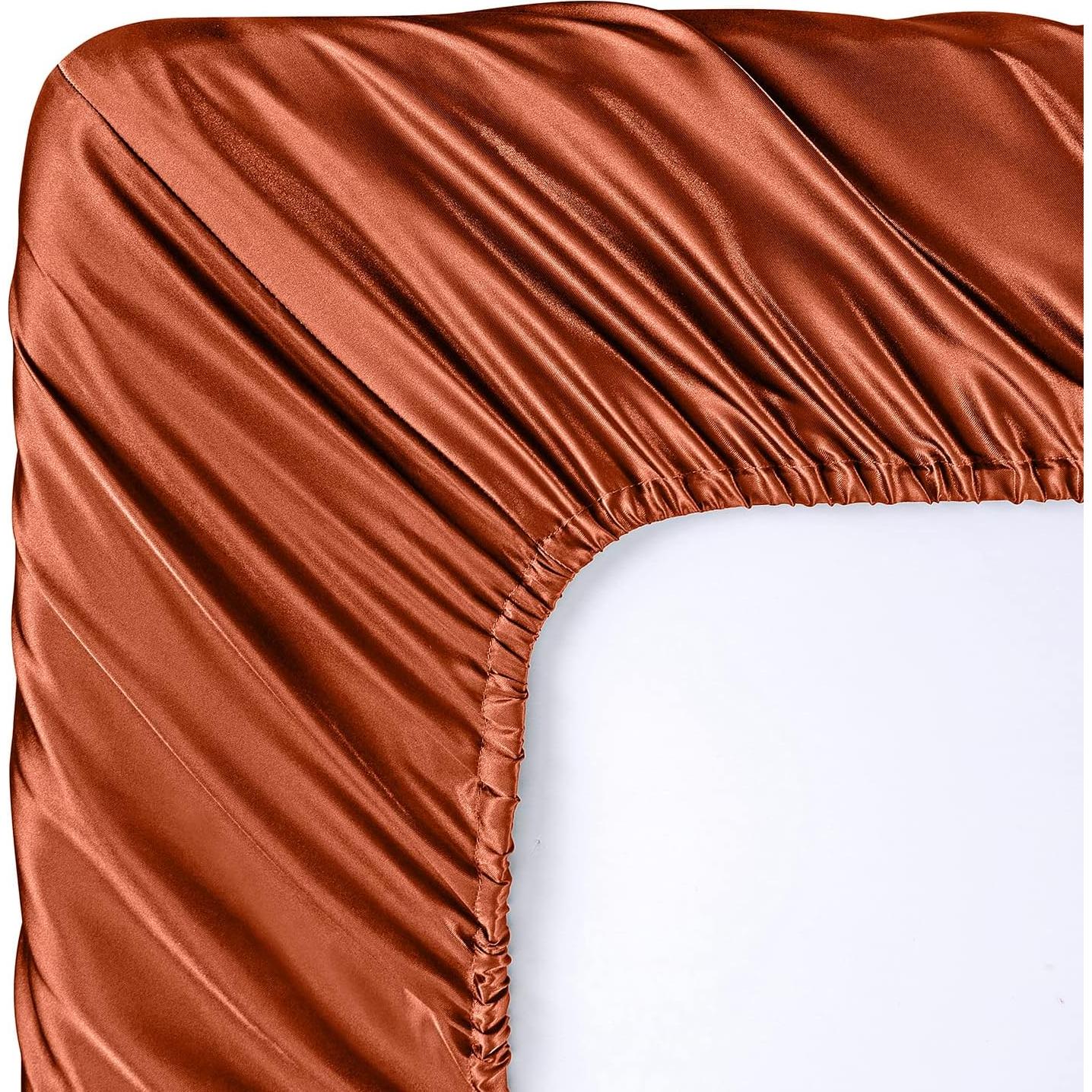 Juego de Sábanas de Satén Individual SiinvdaBZX Naranja Otoñal