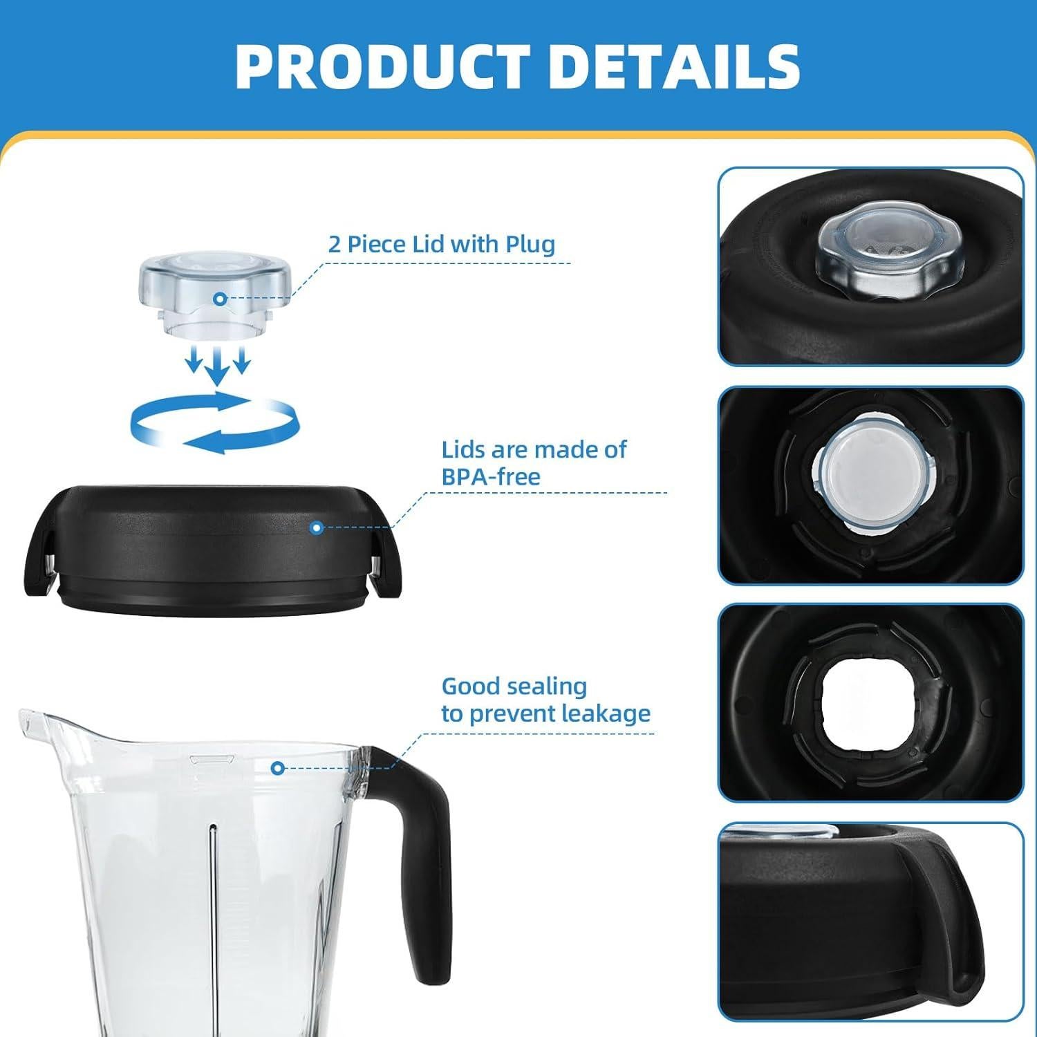 Tapa de Reemplazo para Vitamix 64 oz Perfil Bajo - Alinwirsy