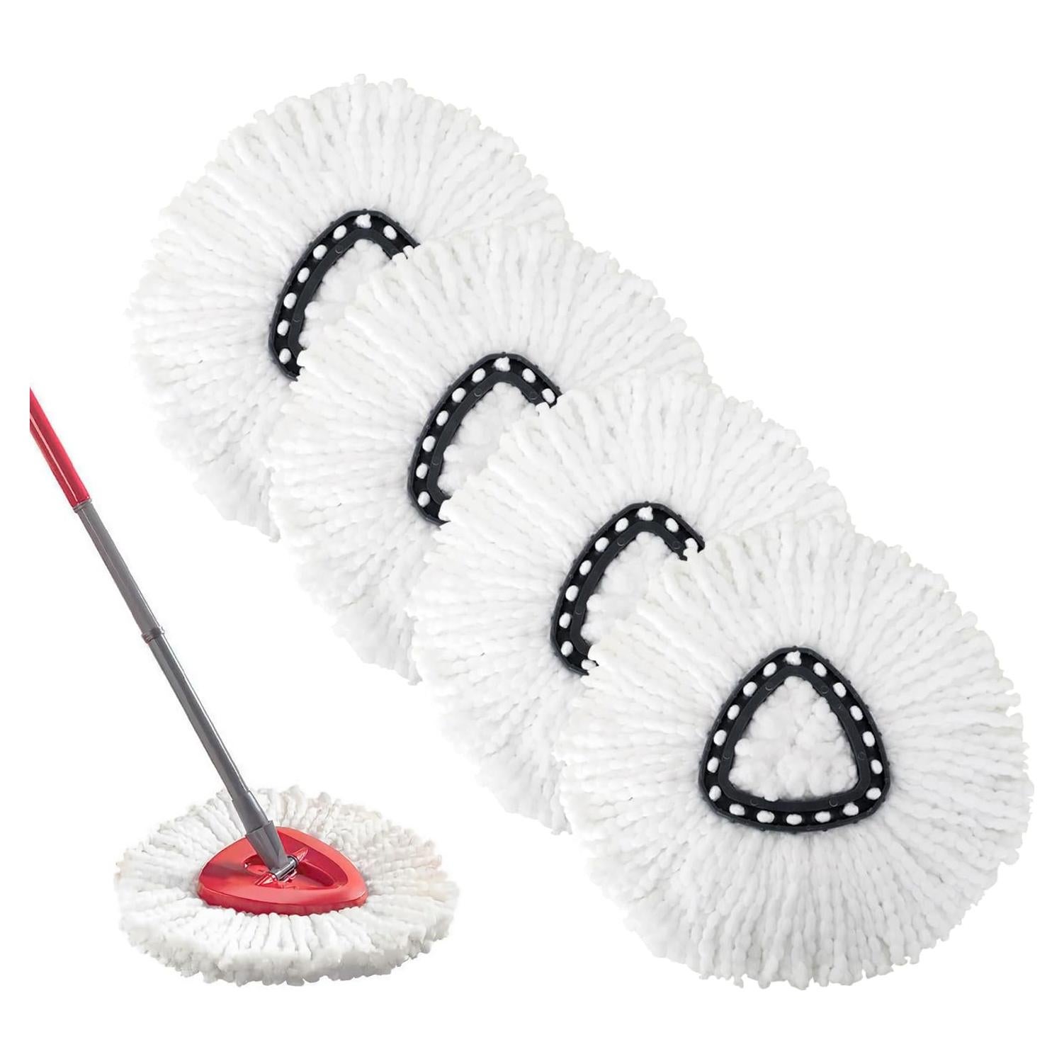 Paquete de 4 cabezales de mopa giratoria Famebird 100% microfibra