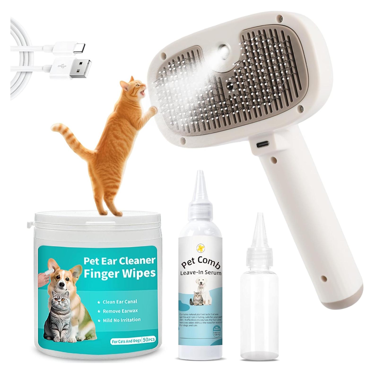 Cepillo de Vapor para Mascotas BKUSX 5 en 1 USB - Pelo Corto y Largo