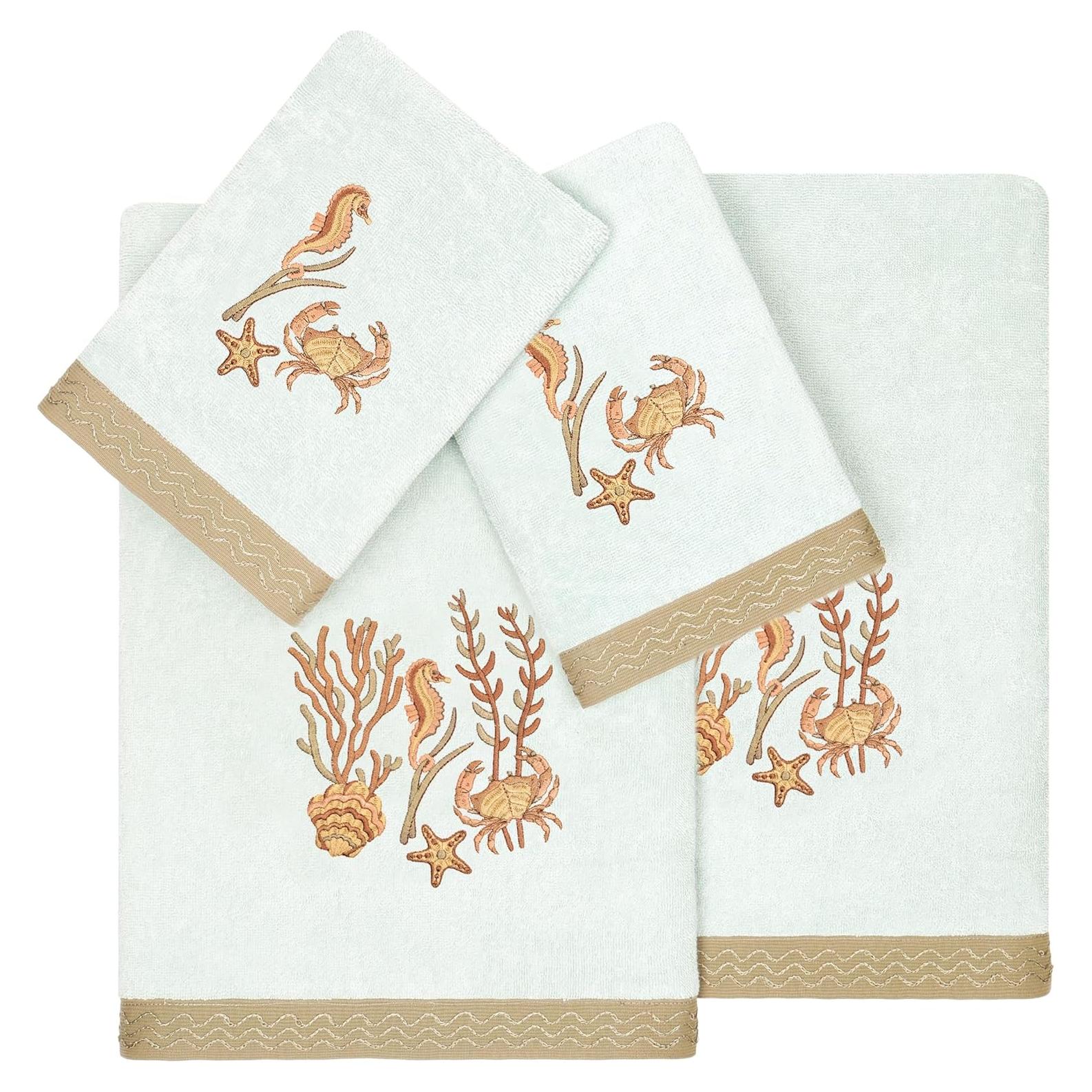 Juego de Toallas de Lujo KHALPERA 4 Piezas Algodón Turco Aqua