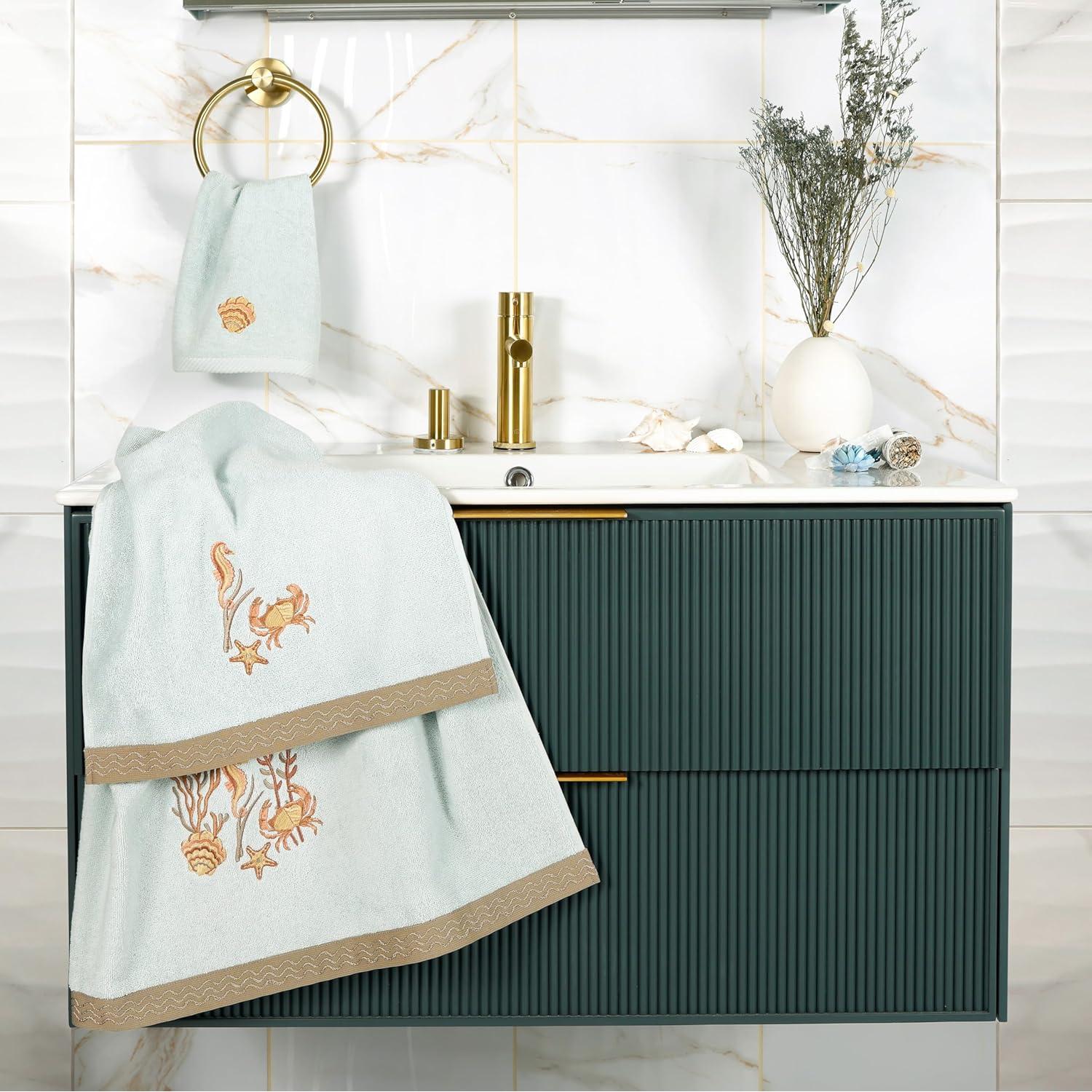 Juego de Toallas de Lujo KHALPERA 4 Piezas Algodón Turco Aqua