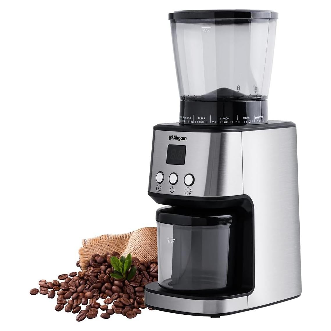 Molino de café eléctrico Aligain E40 acero inoxidable 51 ajustes