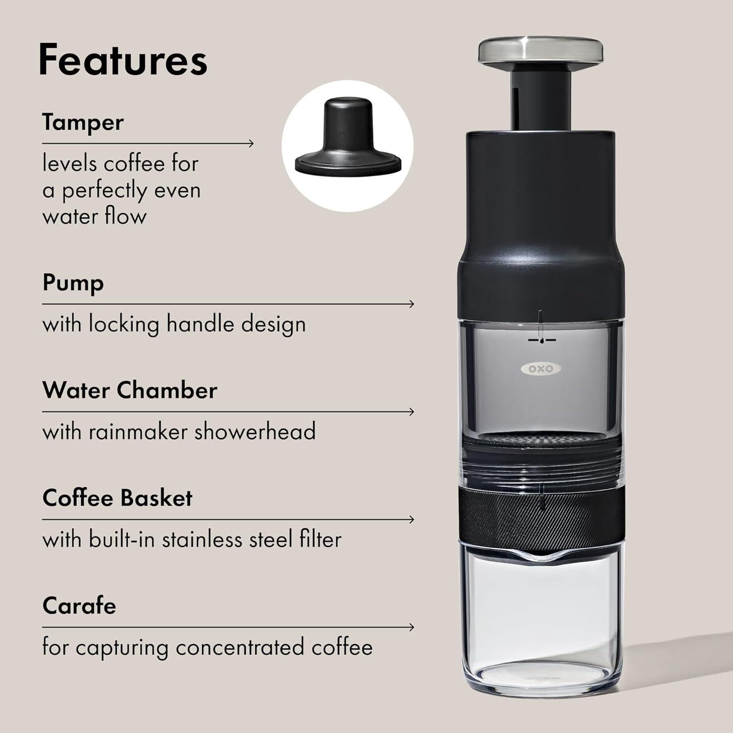 Cafetera Portátil OXO Rapid Brewer - Manual para Café Frío y Caliente