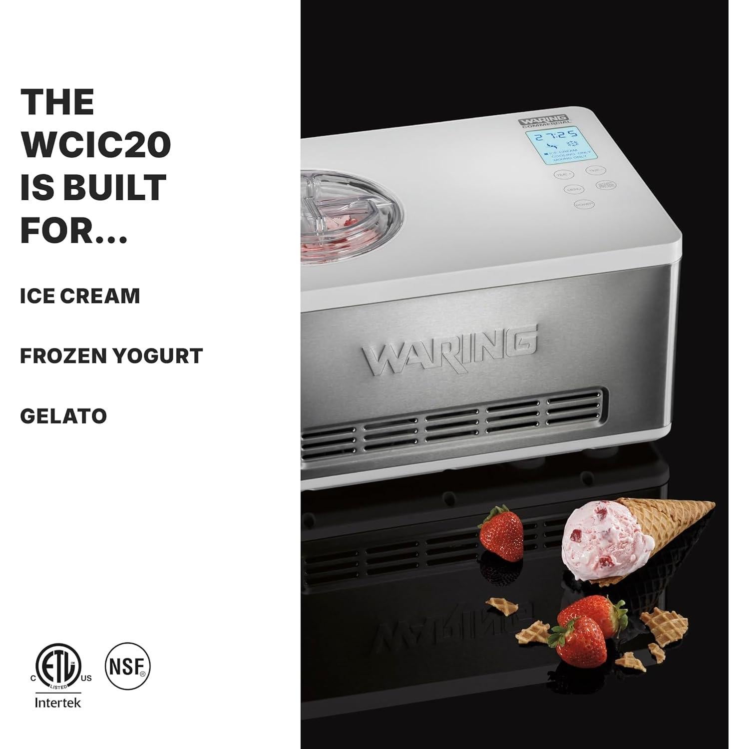 Máquina de Hielo Waring WCIC20 2 Cuartos Compresor 180W