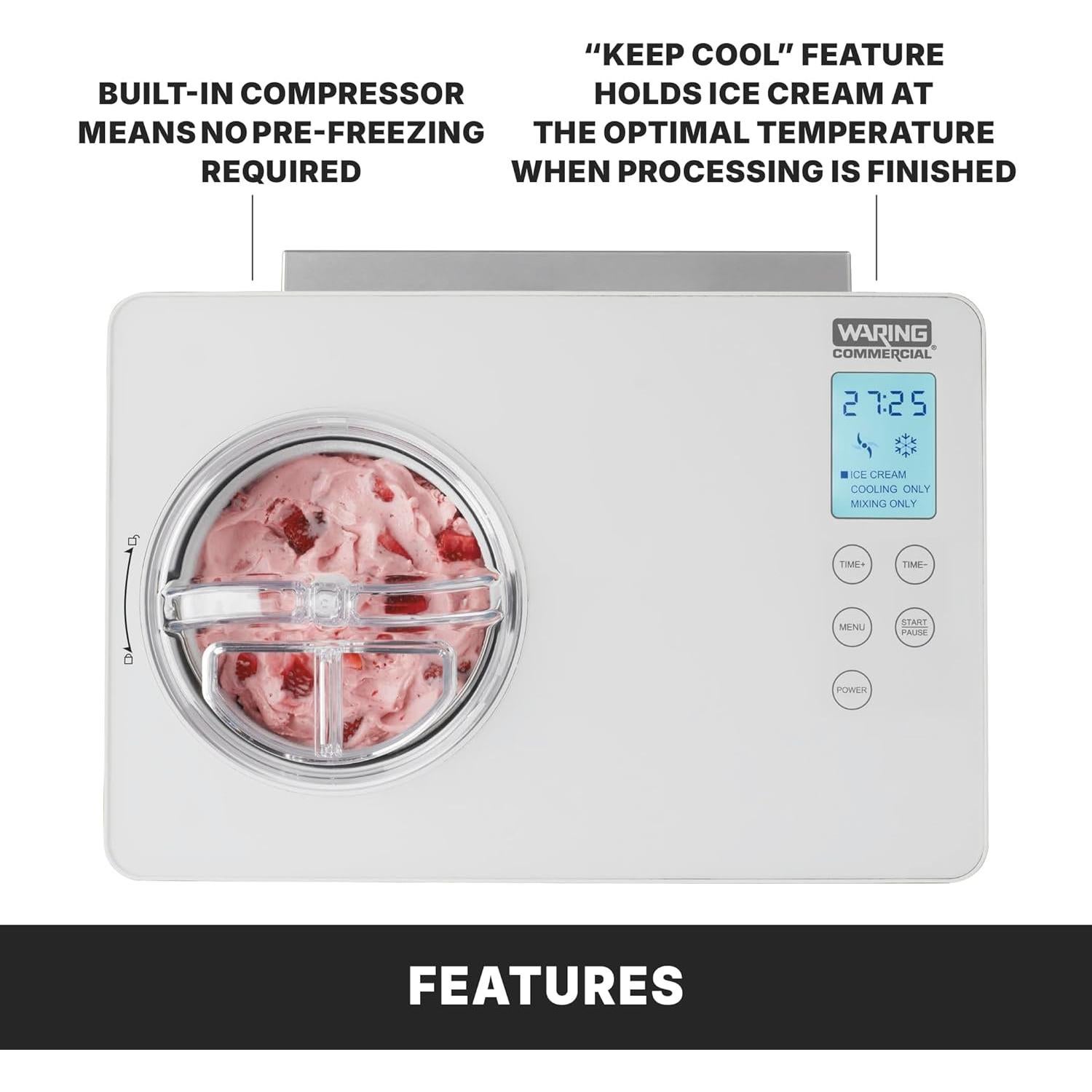 Máquina de Hielo Waring WCIC20 2 Cuartos Compresor 180W