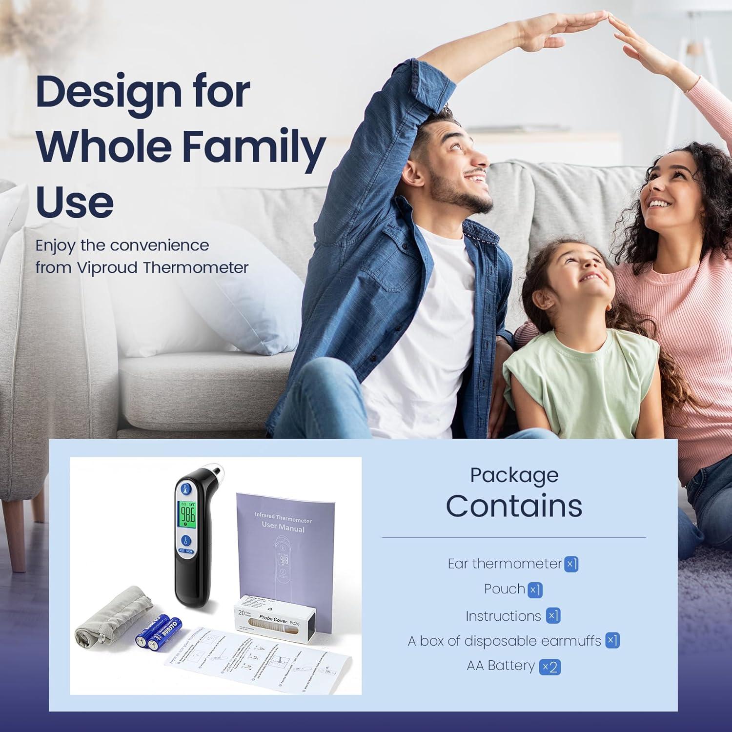 Termómetro de oído digital Viproud para bebés y adultos - Preciso y rápido