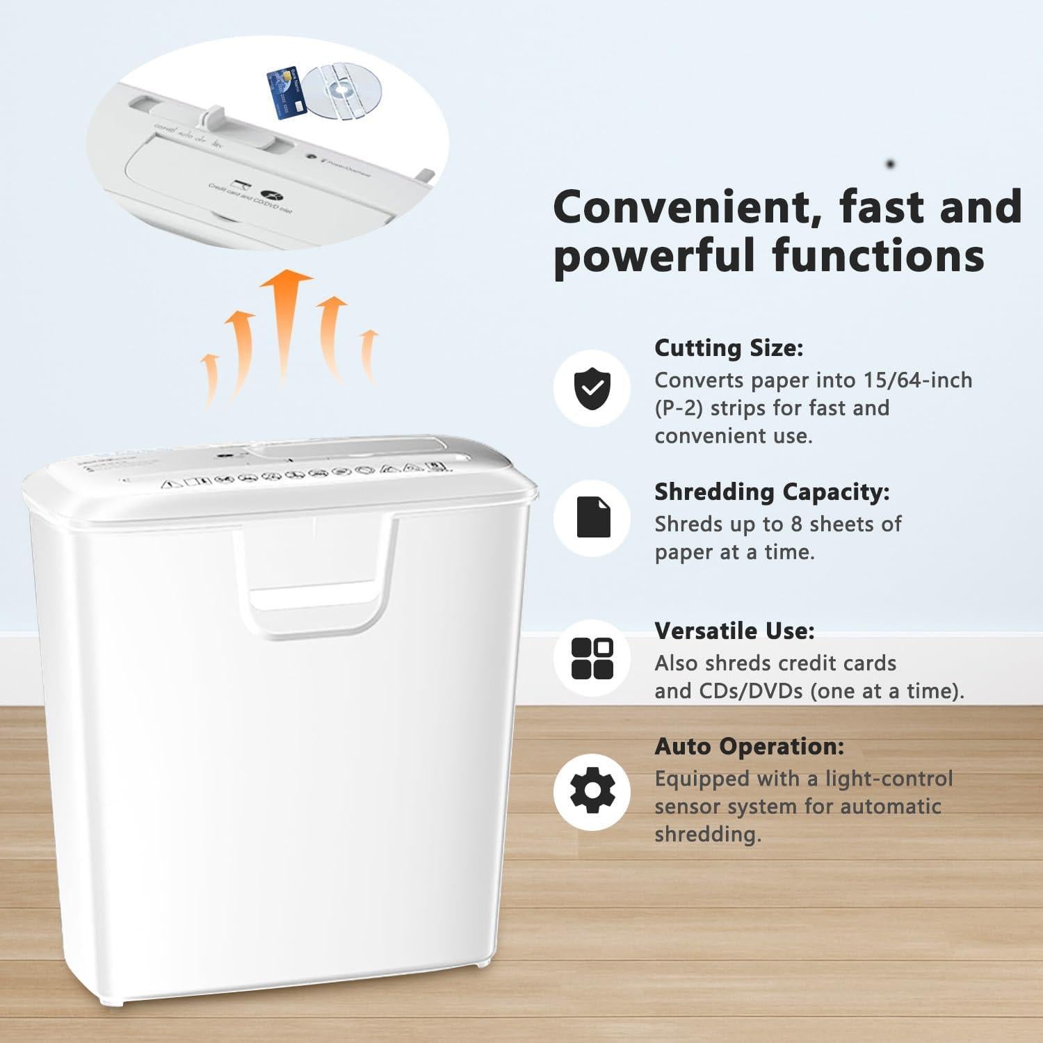 Trituradora de Papel Bonsaii S120-C-WHT, Corte en Tiras, 8 Hojas, 12.9L