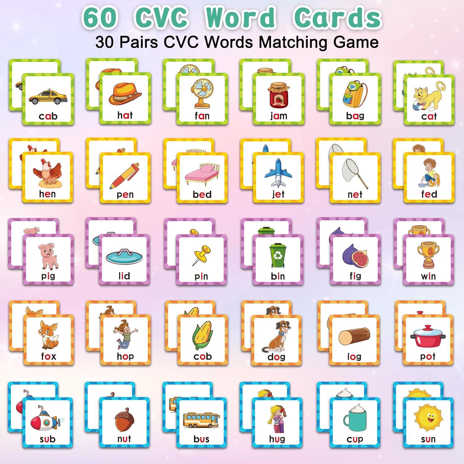 Juego de Memoria CVC Distasio para Niños 3-5 Años - 60 Tarjetas