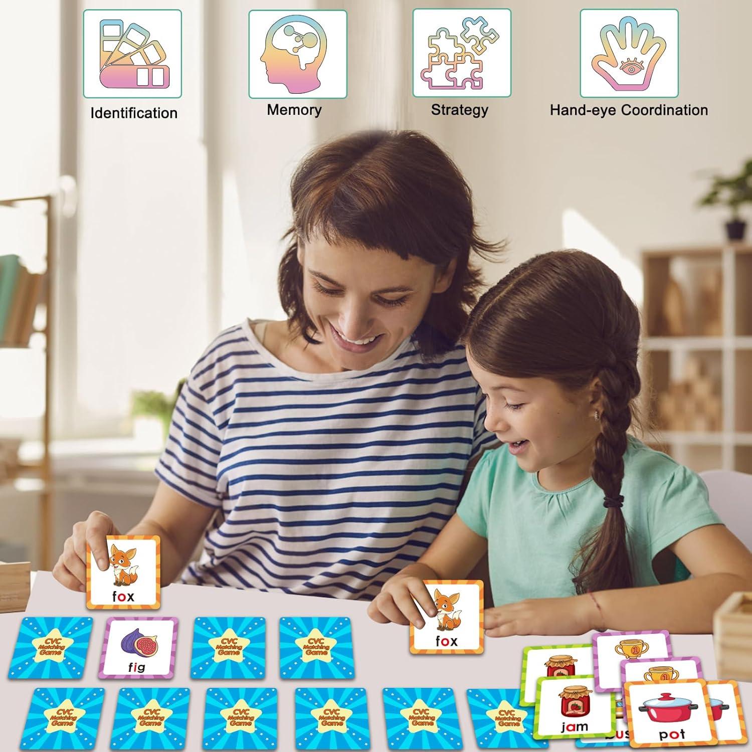 Juego de Memoria CVC Distasio para Niños 3-5 Años - 60 Tarjetas