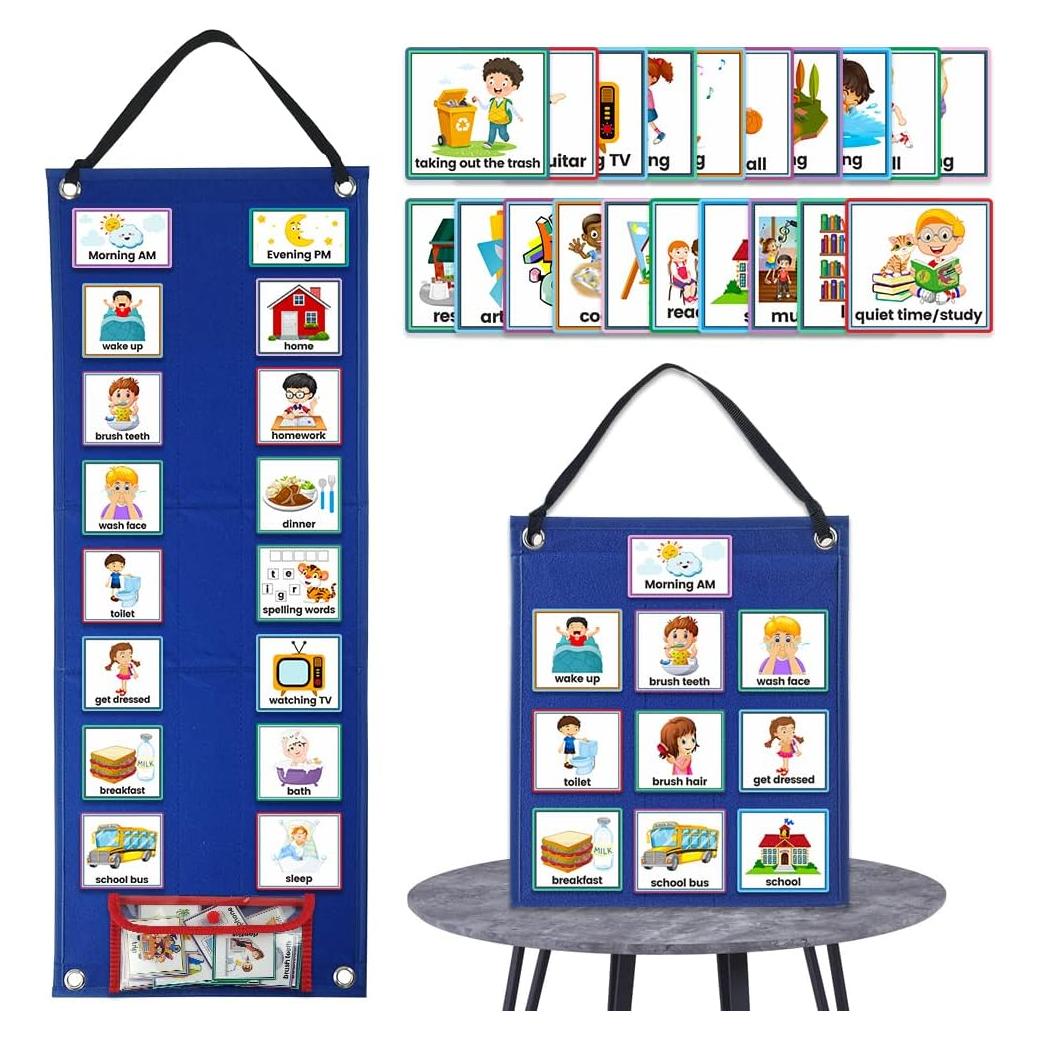 Tabla de Horarios Visual Mewise para Niños con Autismo - 70 Tarjetas