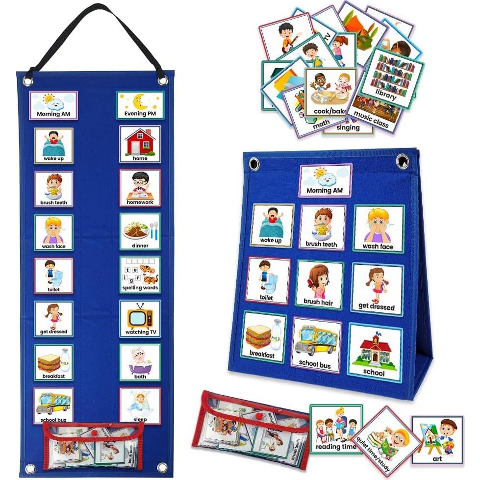 Tabla de Horarios Visual Mewise para Niños con Autismo - 70 Tarjetas