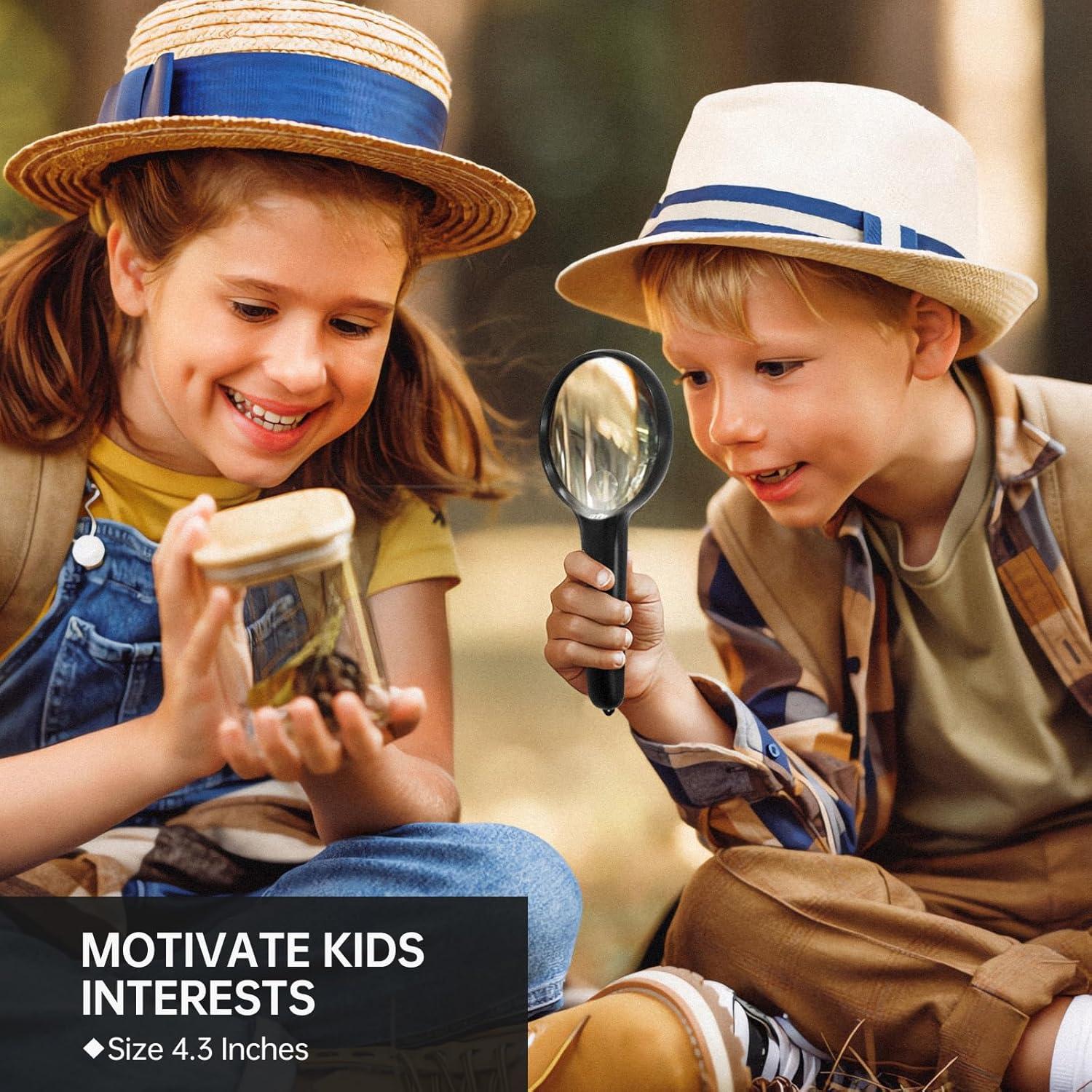 Lupa Huiboer 15X con Luz LED 10.92 cm para Lectura y Manualidades