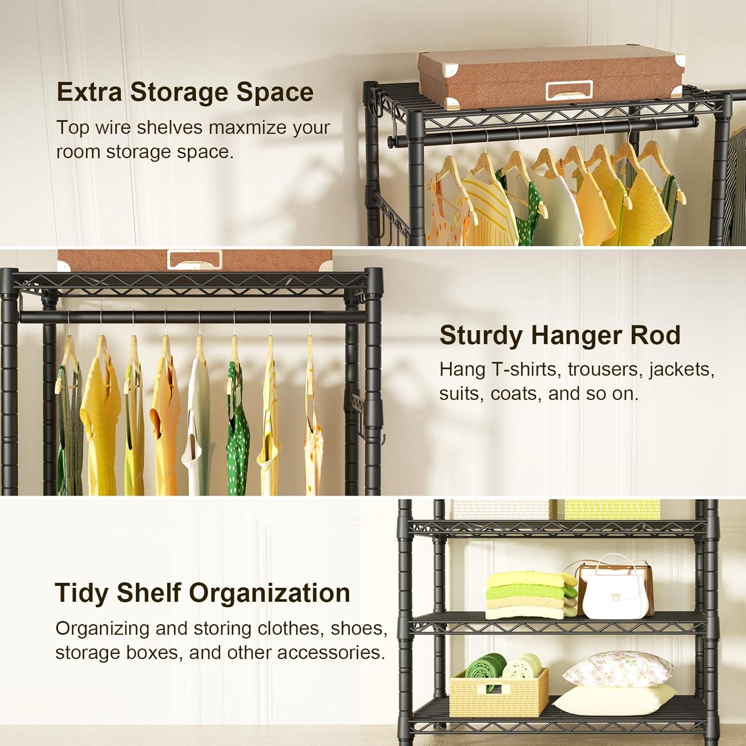 Soporte de Ropa Ulif E1 Ajustable 6 Estantes Metal Negro