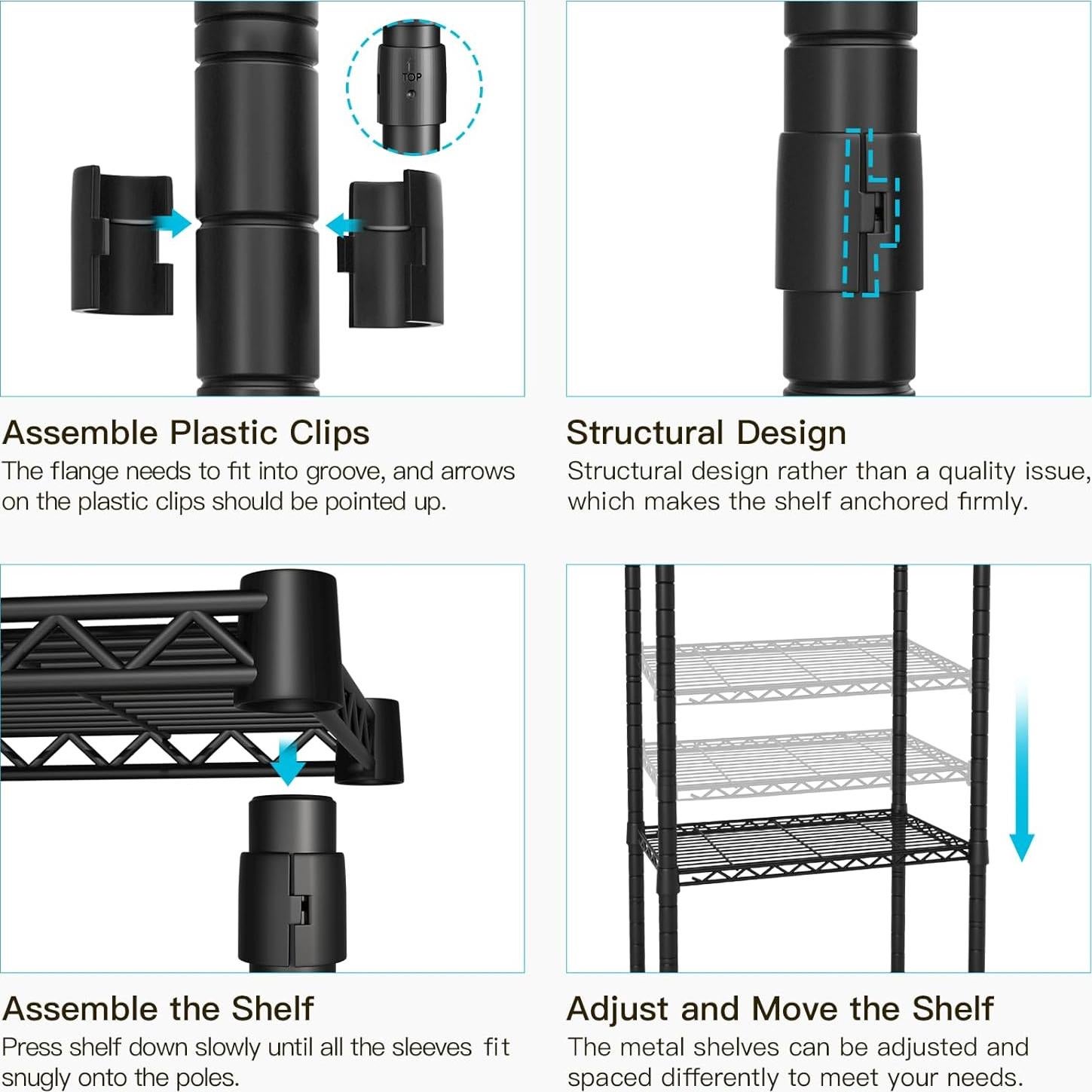 Soporte de Ropa Ulif E1 Ajustable 6 Estantes Metal Negro