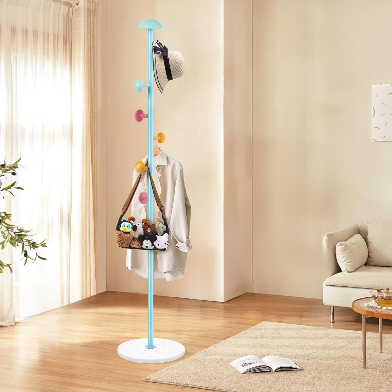 Perchero de Pie YarkeeSky Azul con 7 Ganchos Ajustable