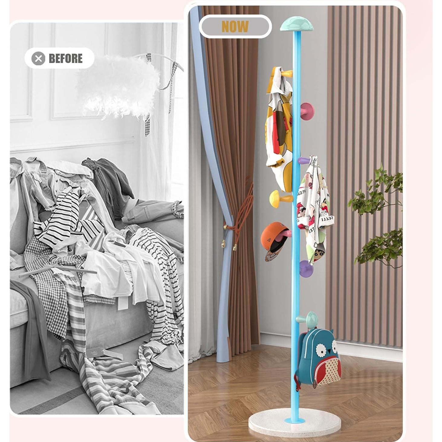 Perchero de Pie YarkeeSky Azul con 7 Ganchos Ajustable