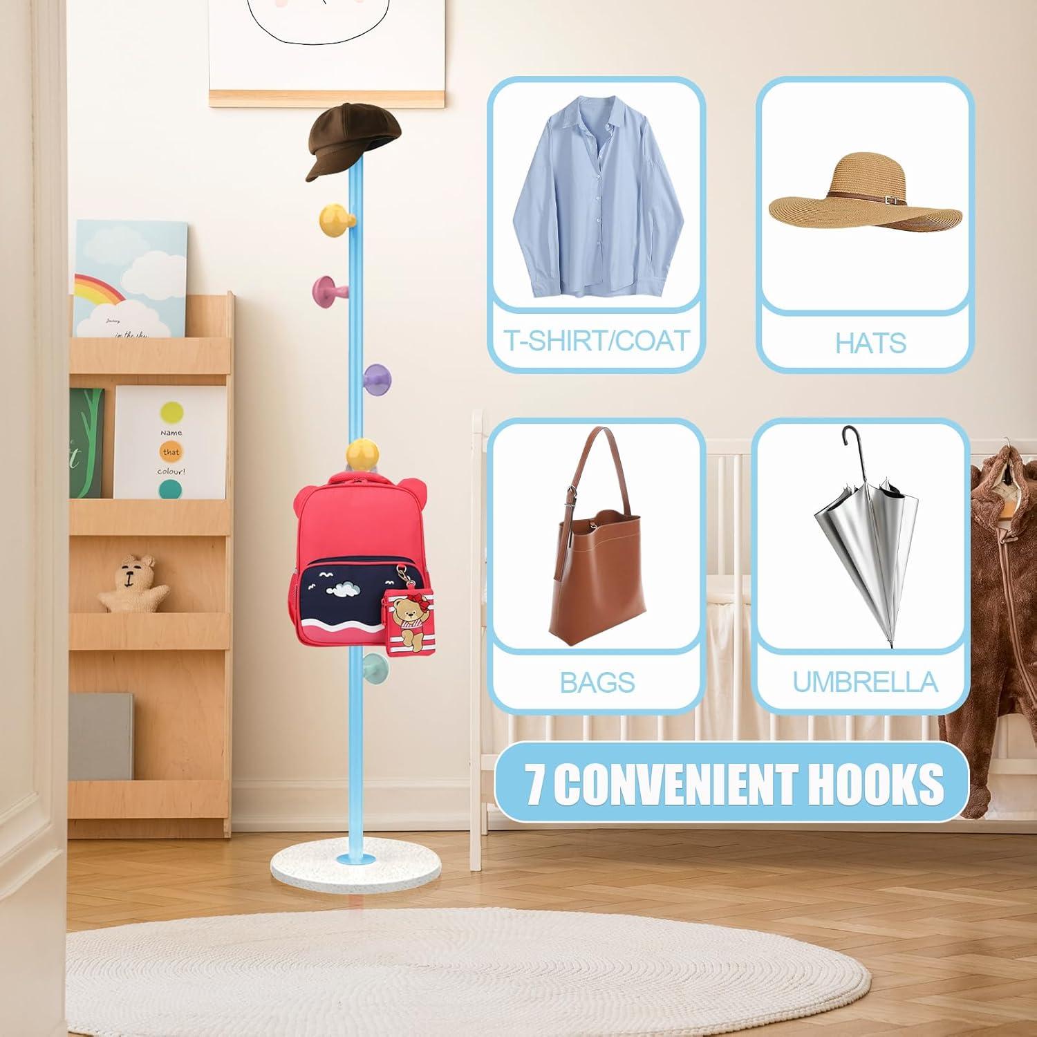 Perchero de Pie YarkeeSky Azul con 7 Ganchos Ajustable