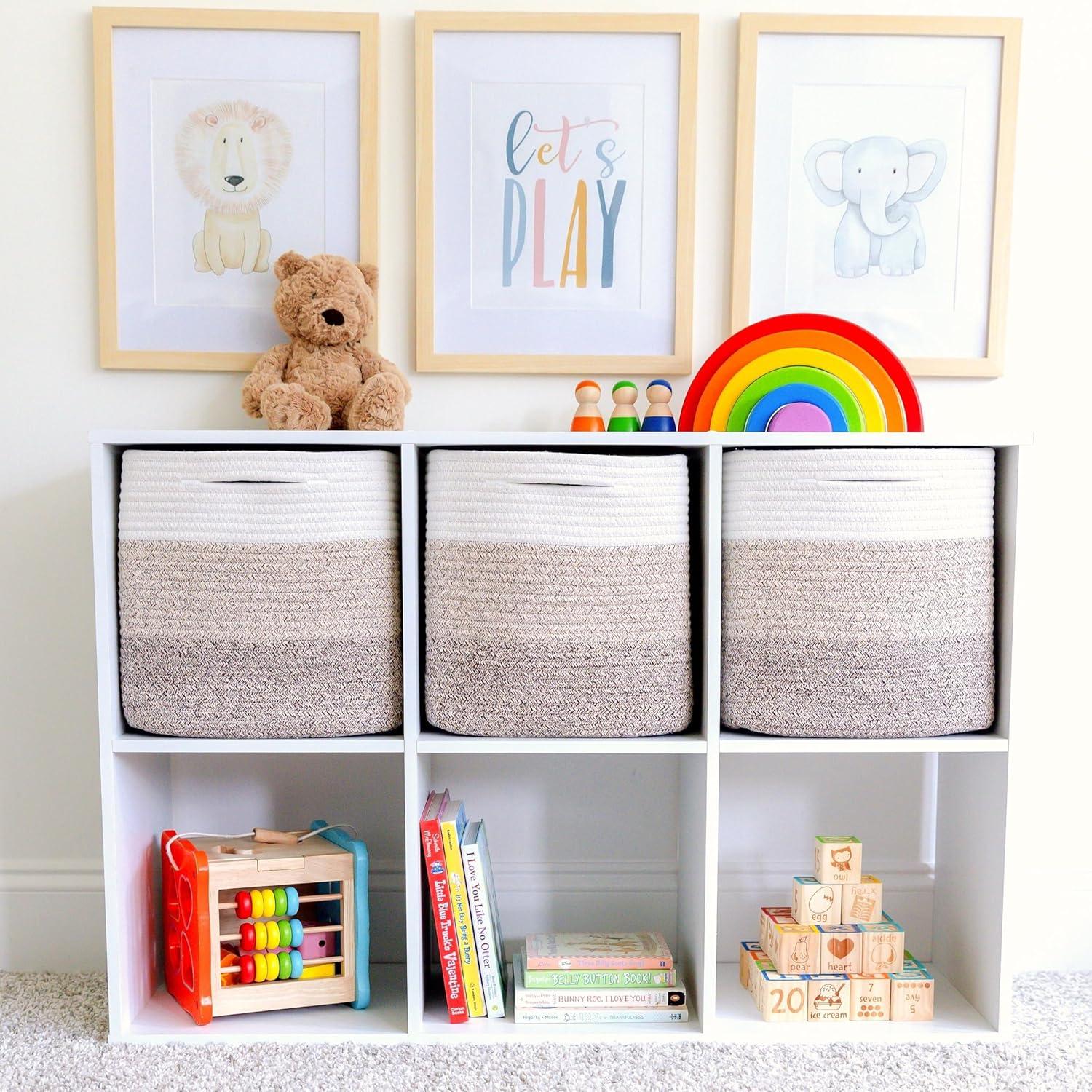 Cestas de Almacenamiento NaturalCozy 33 cm - 3 Pack de Algodón