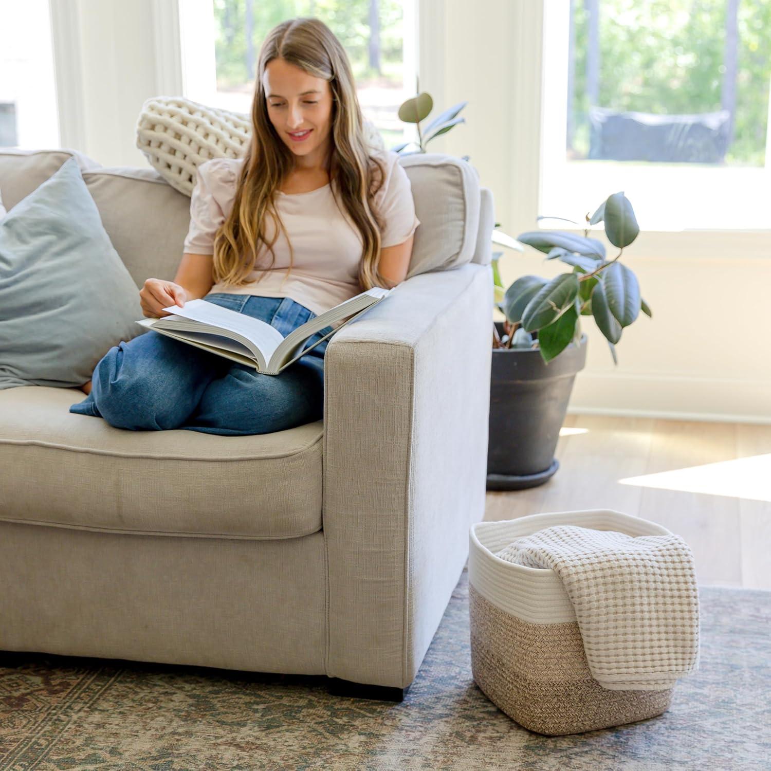 Cestas de Almacenamiento NaturalCozy 33 cm - 3 Pack de Algodón