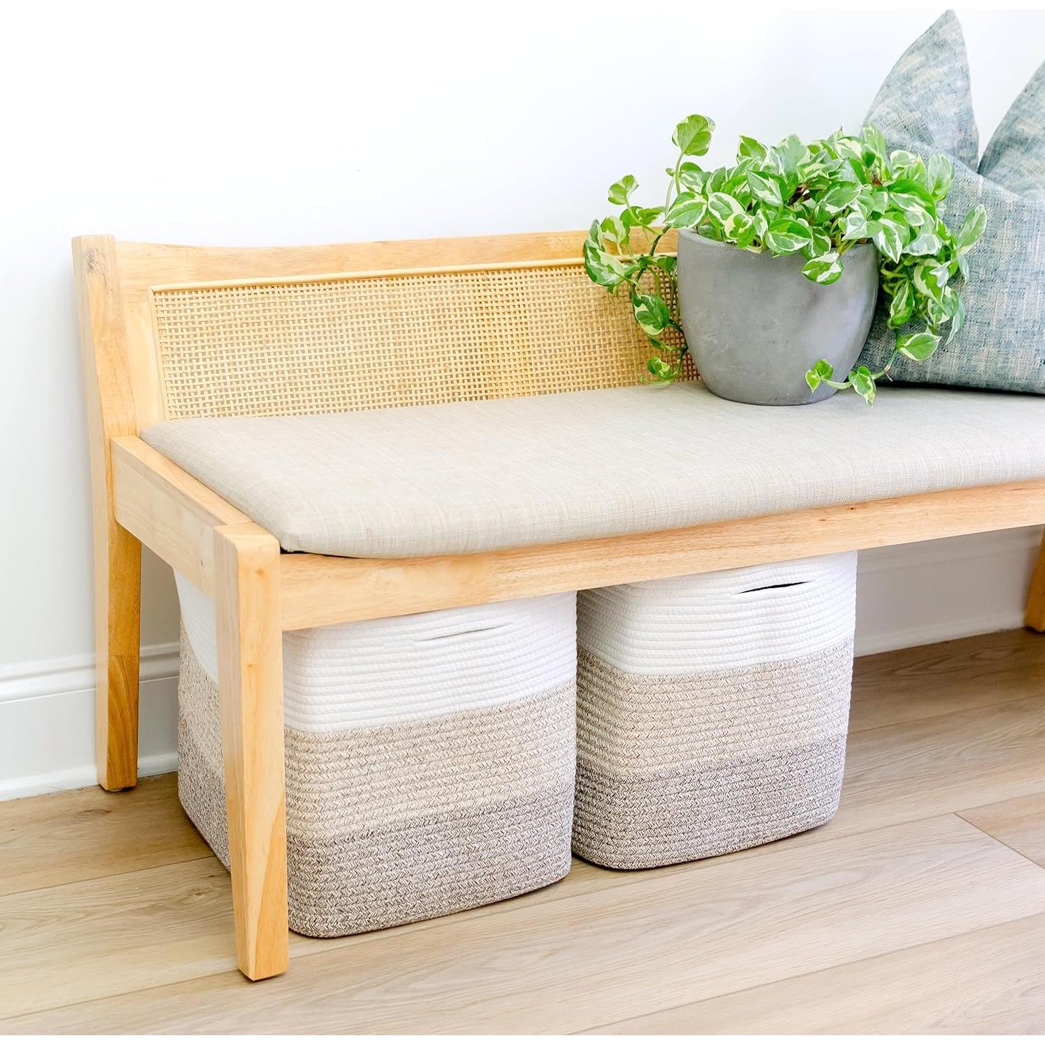 Cestas de Almacenamiento NaturalCozy 33 cm - 3 Pack de Algodón