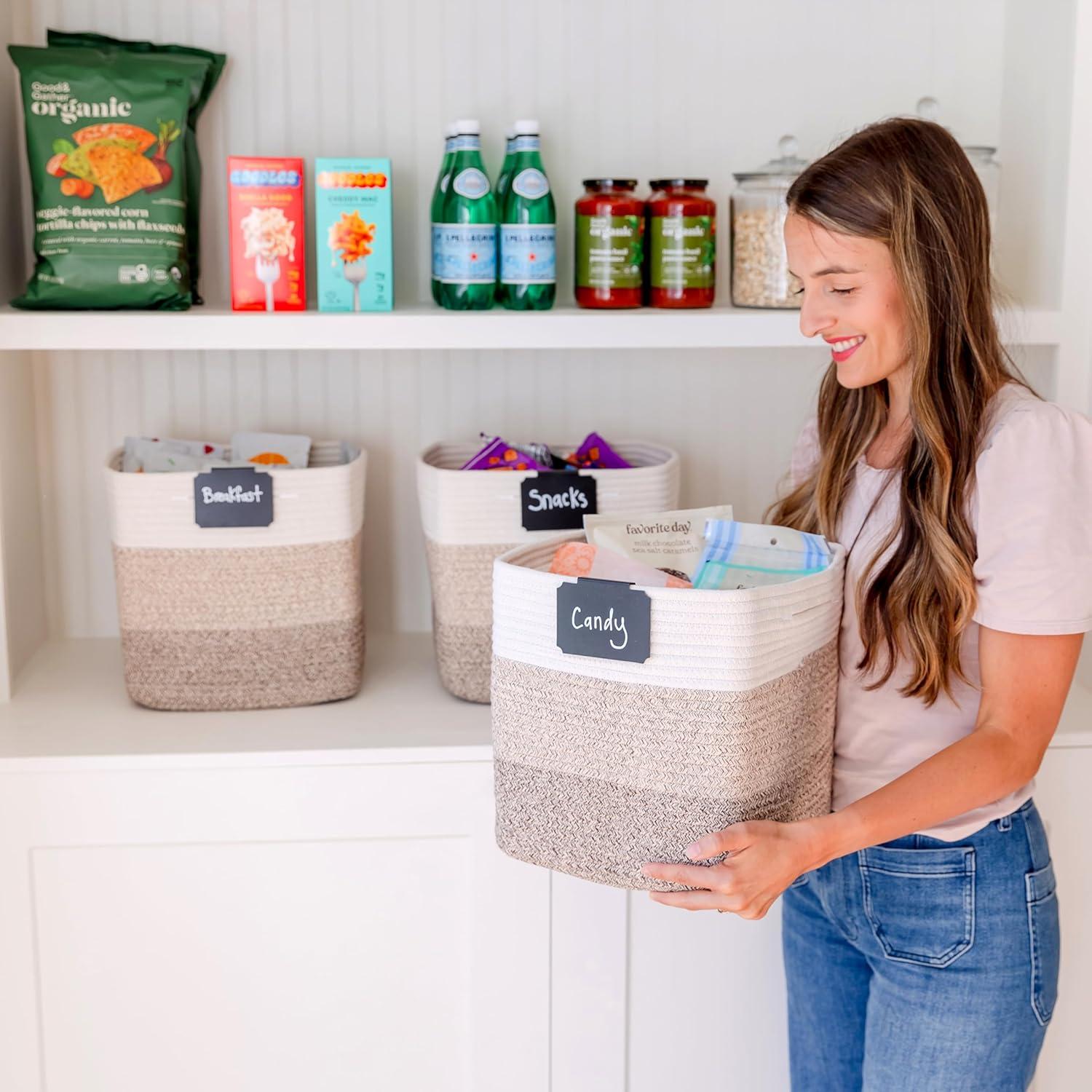 Cestas de Almacenamiento NaturalCozy 33 cm - 3 Pack de Algodón