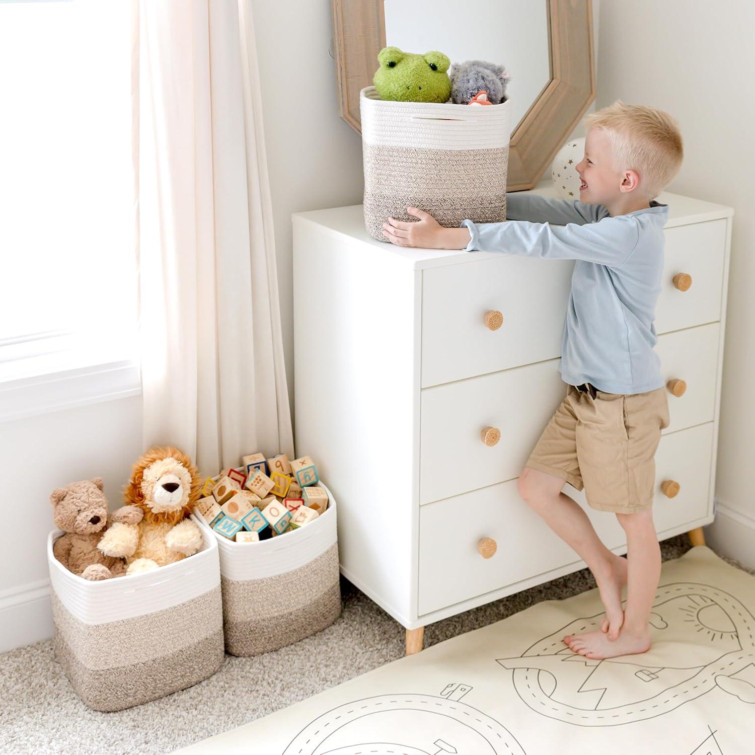 Cestas de Almacenamiento NaturalCozy 33 cm - 3 Pack de Algodón