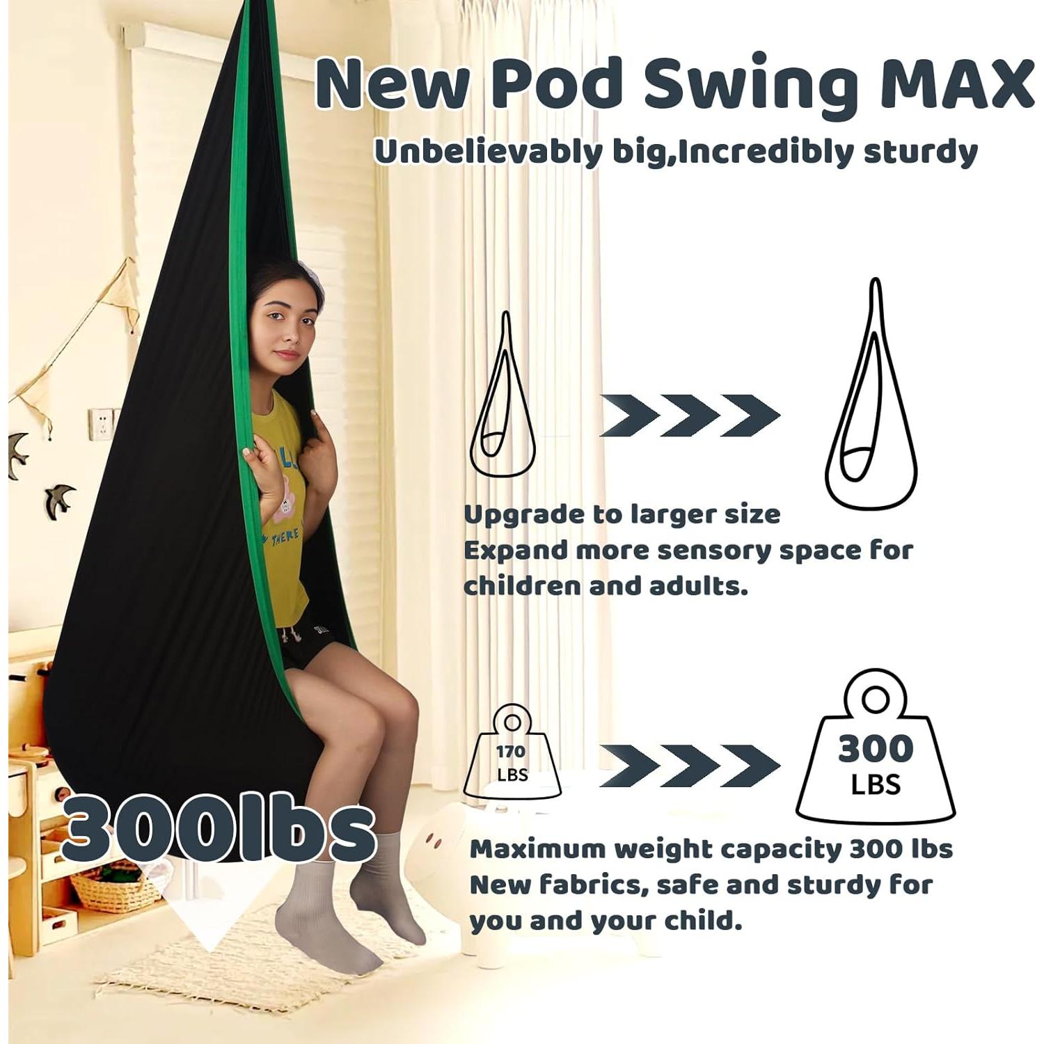 Hamaca Sensorial HiCamer Negra para Niños hasta 136 kg